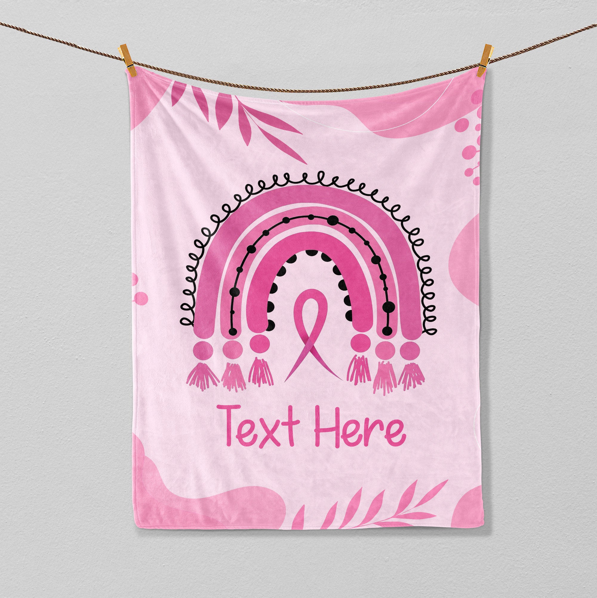 Petmytshirt Breast Cancer Blanket Pink Ribbon Blanket Custom Soft Sherpa Fleece Throw Blankets Get Well Soon Gift for Mom Sister Her