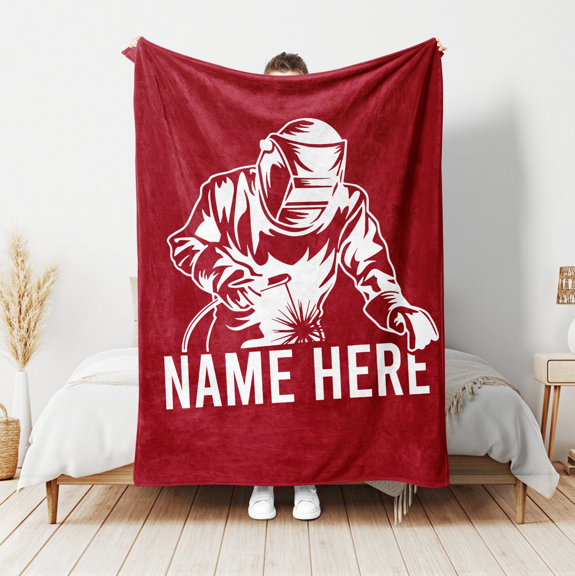 Petmytshirt Welder Blanket Custom Name Gift For Welder Dad Husband Boyfriend Son