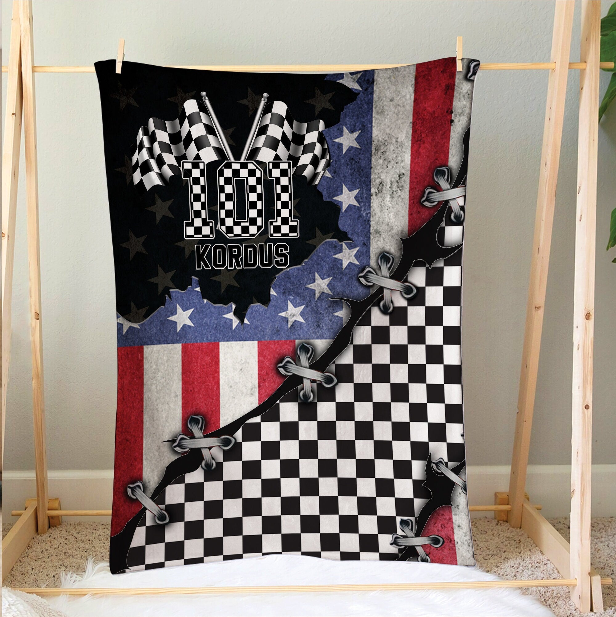 Petmytshirt Racing Blanket Checkered US Flag Custom Gift for Dad Husband Boyfriend Son Racer