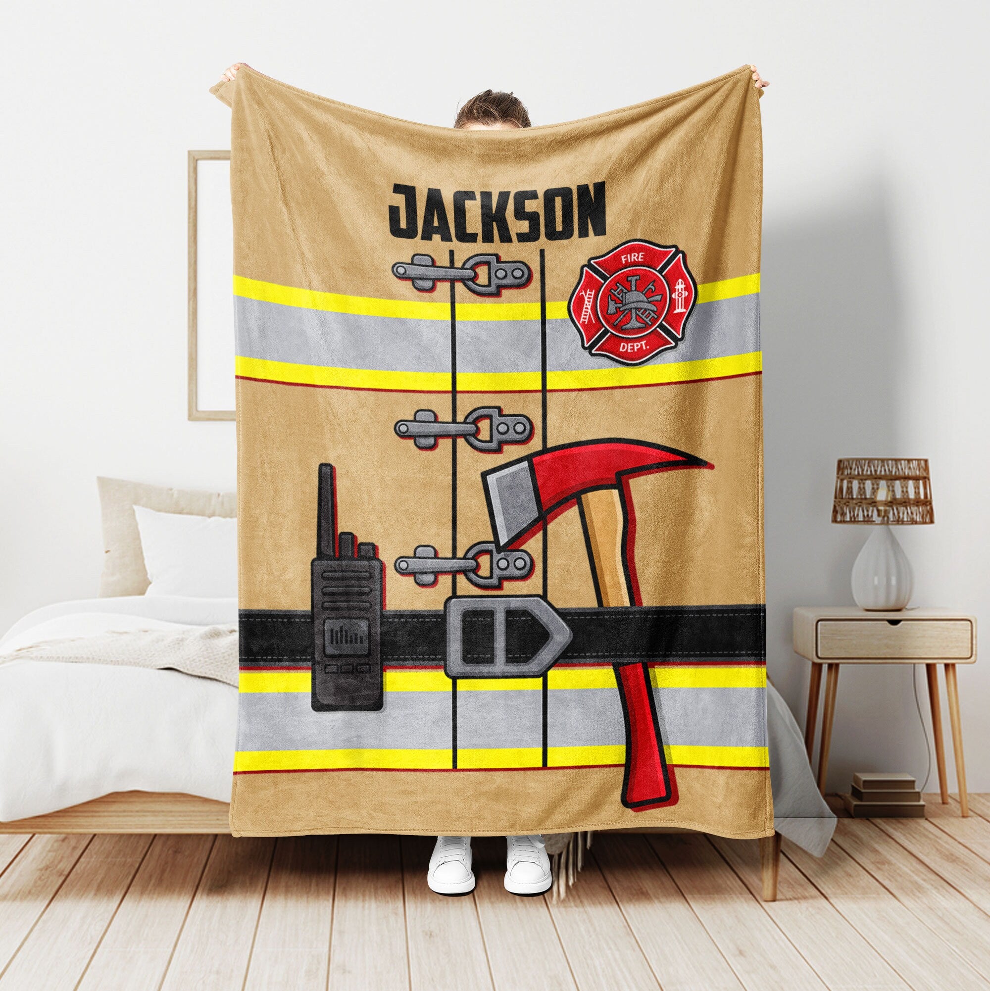 Petmytshirt Firefighter Blanket Firefighter Uniform Blanket Custom Gift For Fireman Dad Husband