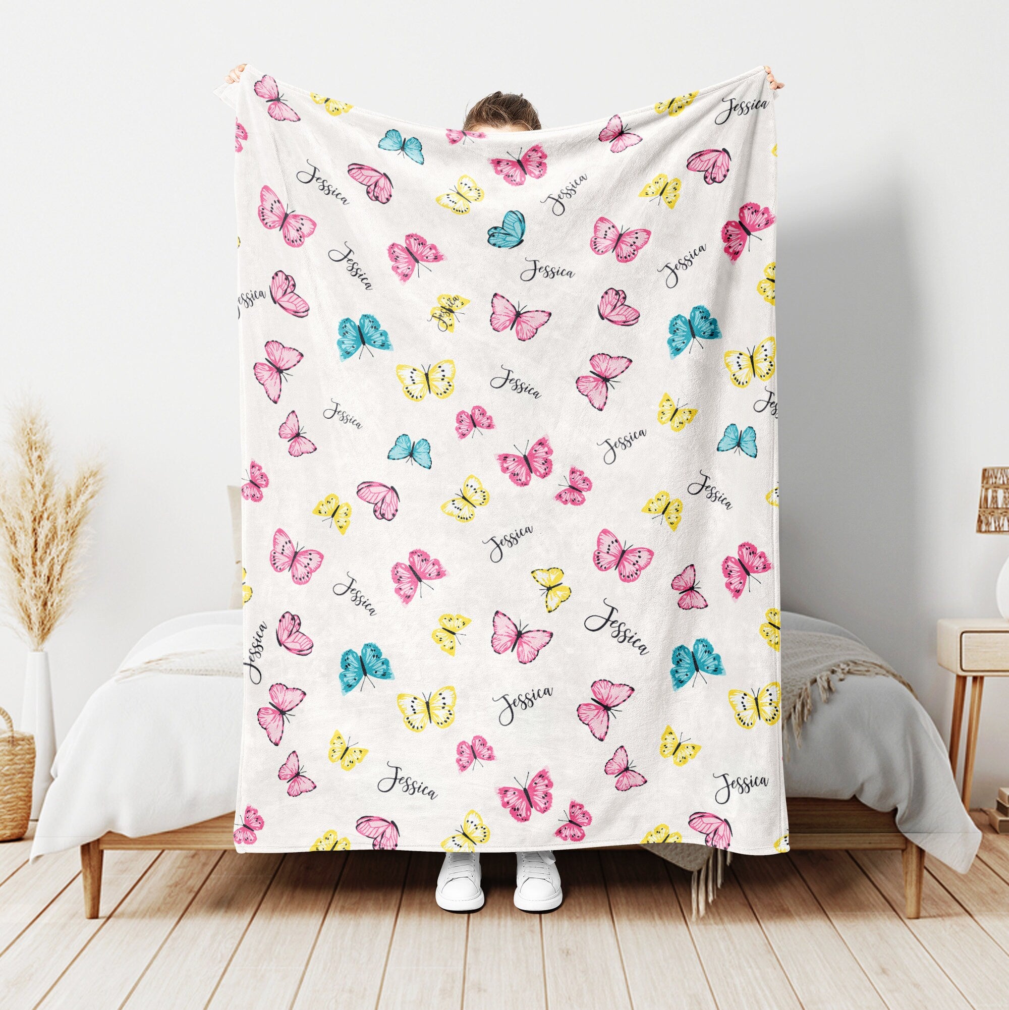 Petmytshirt Butterfly Blanket Butterflies Baby Blanket Custom Name Gift For Butterfly Lover