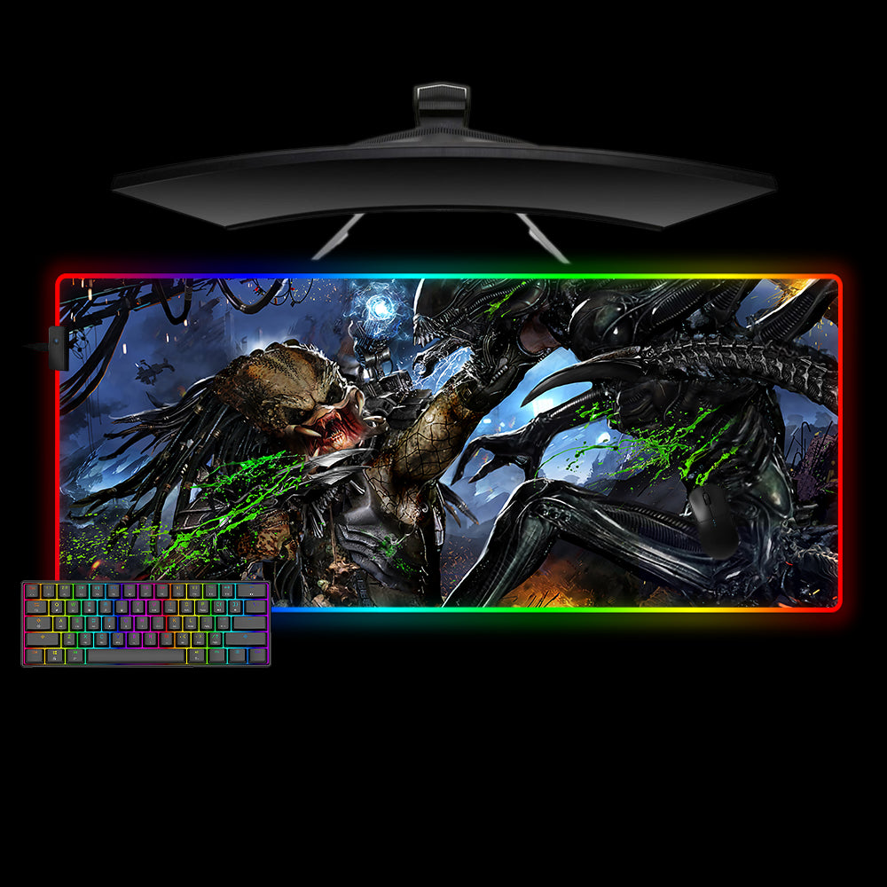 Allleftout Predator Vs. Xenomorph Design M-Xxl Size Rgb Gaming Mouse Pad, Computer Desk Mat
