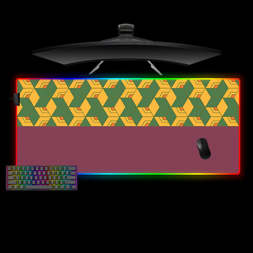 Allleftout Giyu Half Haori Pattern Design M-Xxl Size Rgb Gaming Mouse Pad, Computer Desk Mat