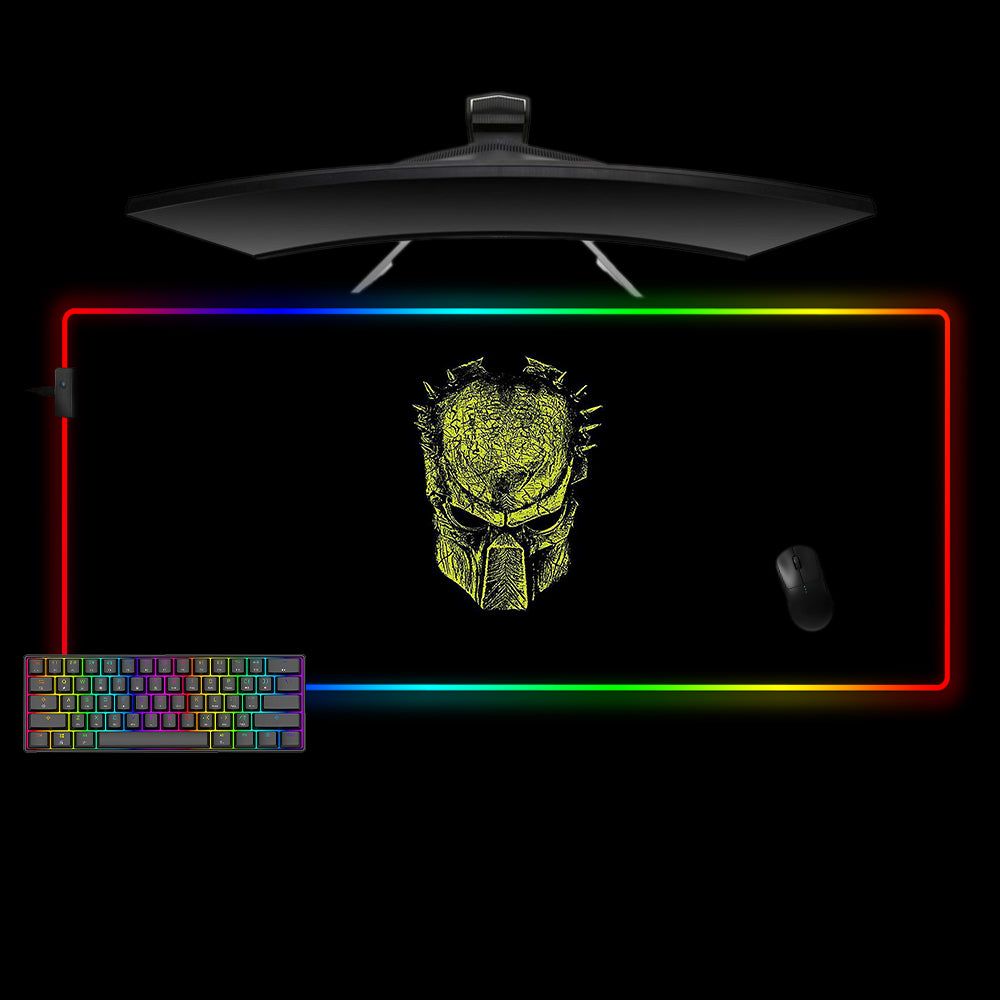 Allleftout Predator Green Mask Design M-Xxl Size Rgb Gaming Mouse Pad, Computer Desk Mat