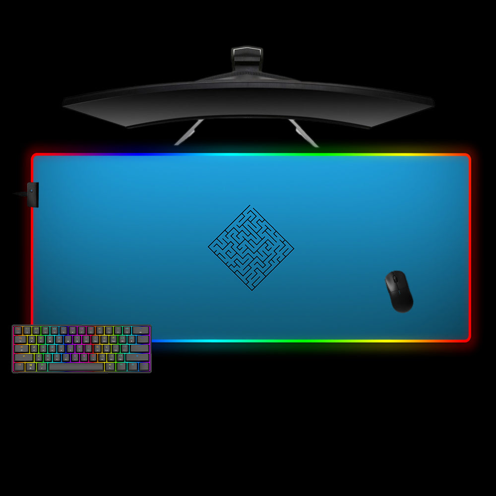 Allleftout Blue Maze Design M-Xxl Size Rgb Gaming Mouse Pad, Computer Desk Mat