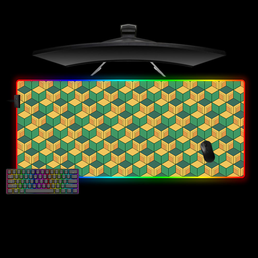 Allleftout Giyu Haori Pattern Design M-Xxl Size Rgb Gaming Mouse Pad, Computer Desk Mat