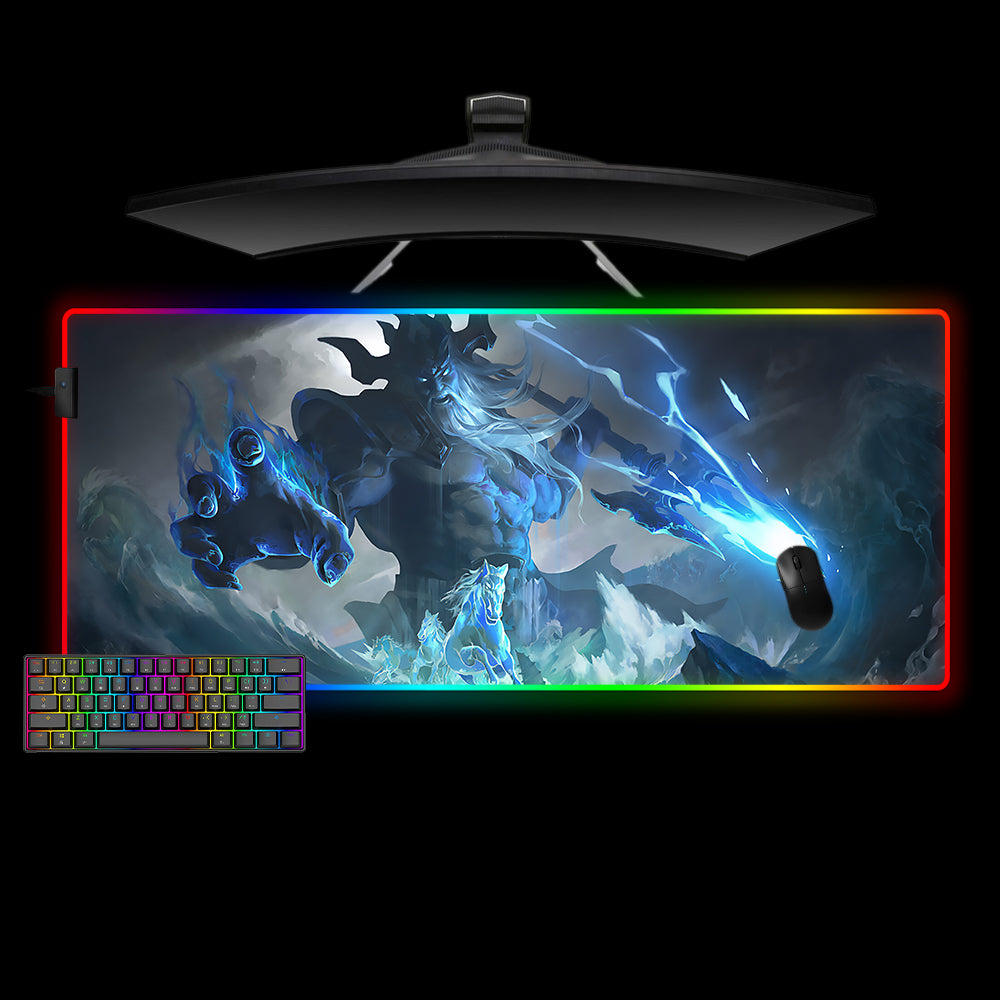 Allleftout Poseidon Trident Design M-Xxl Size Rgb Gaming Mouse Pad, Computer Desk Mat