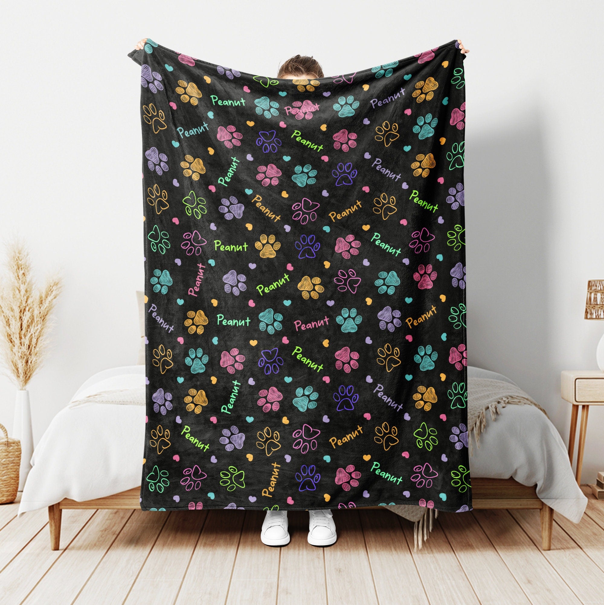 Petmytshirt Dog Blanket Dog Paw Blanket Custom Gift For Dog Lover Dog Mom Dog Dad