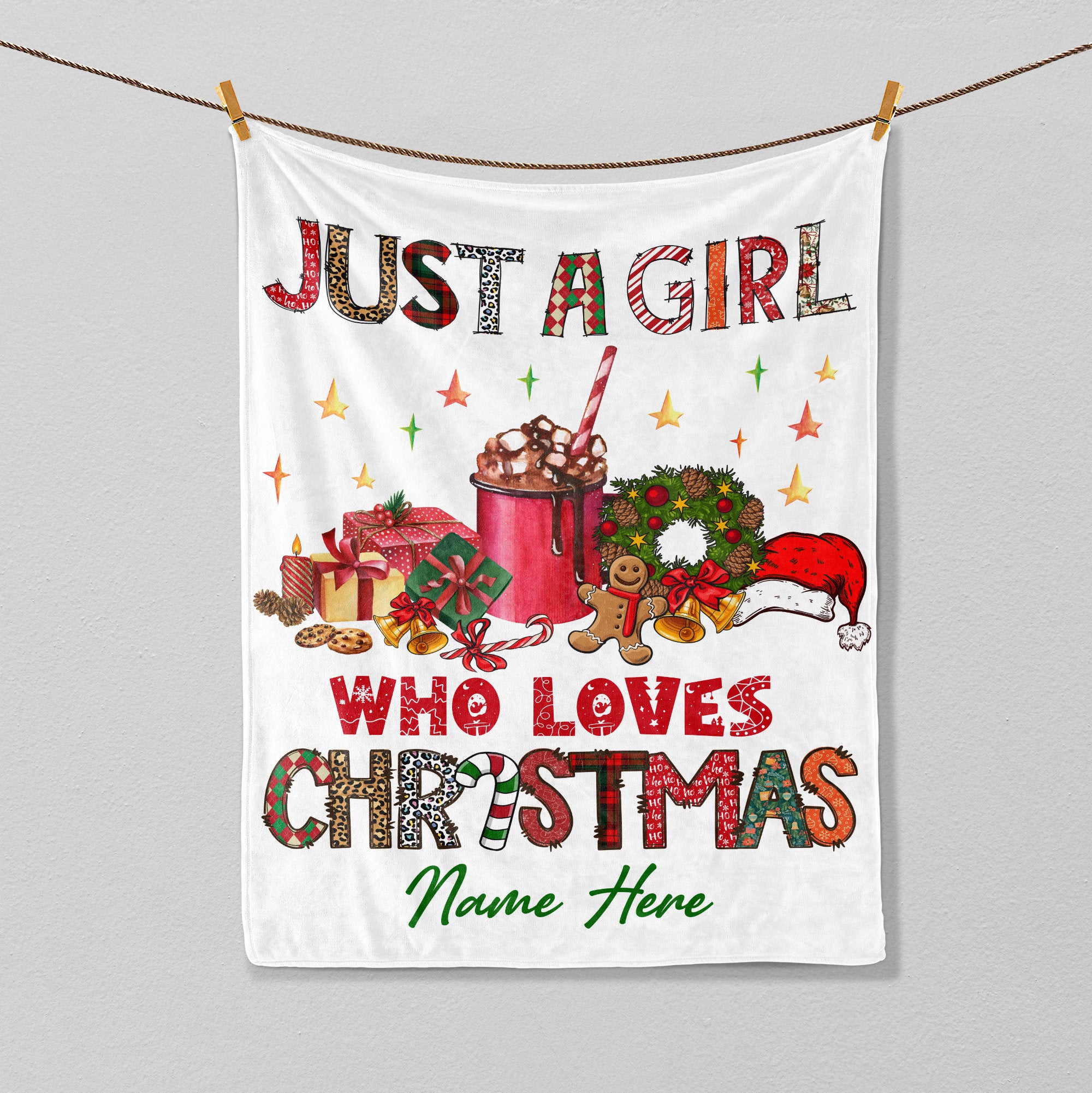 Petmytshirt Christmas Blanket Just A Girl Who Loves Christmas Blanket Custom Name Soft Cozy Sherpa Fleece Throw Blanket Christmas Gift