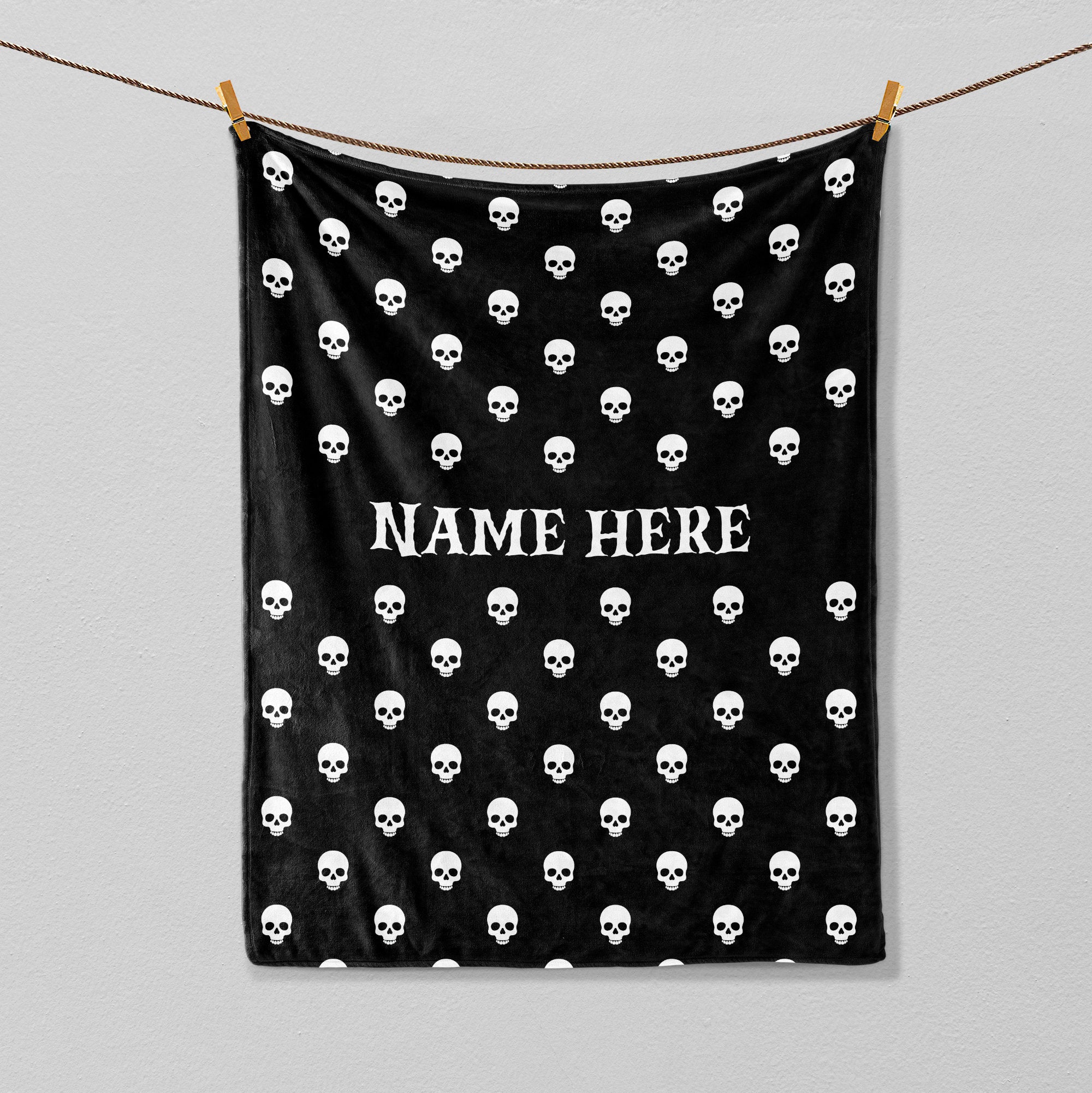 Petmytshirt Skull Blanket Gothic Skull Blanket Custom Name Gift for Skull Lover Halloween Gifts
