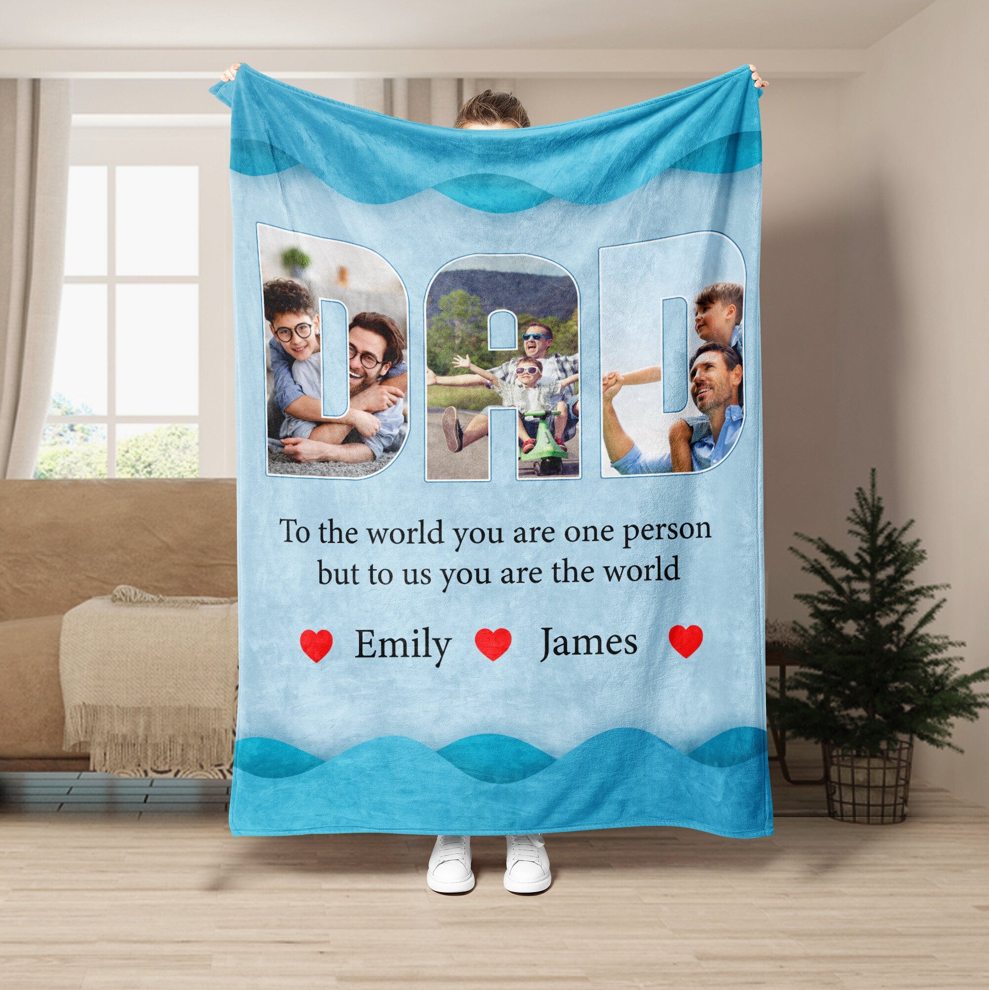 Petmytshirt Dad Blanket Custom Photo And Name Soft Cozy Sherpa Fleece Throw Blankets