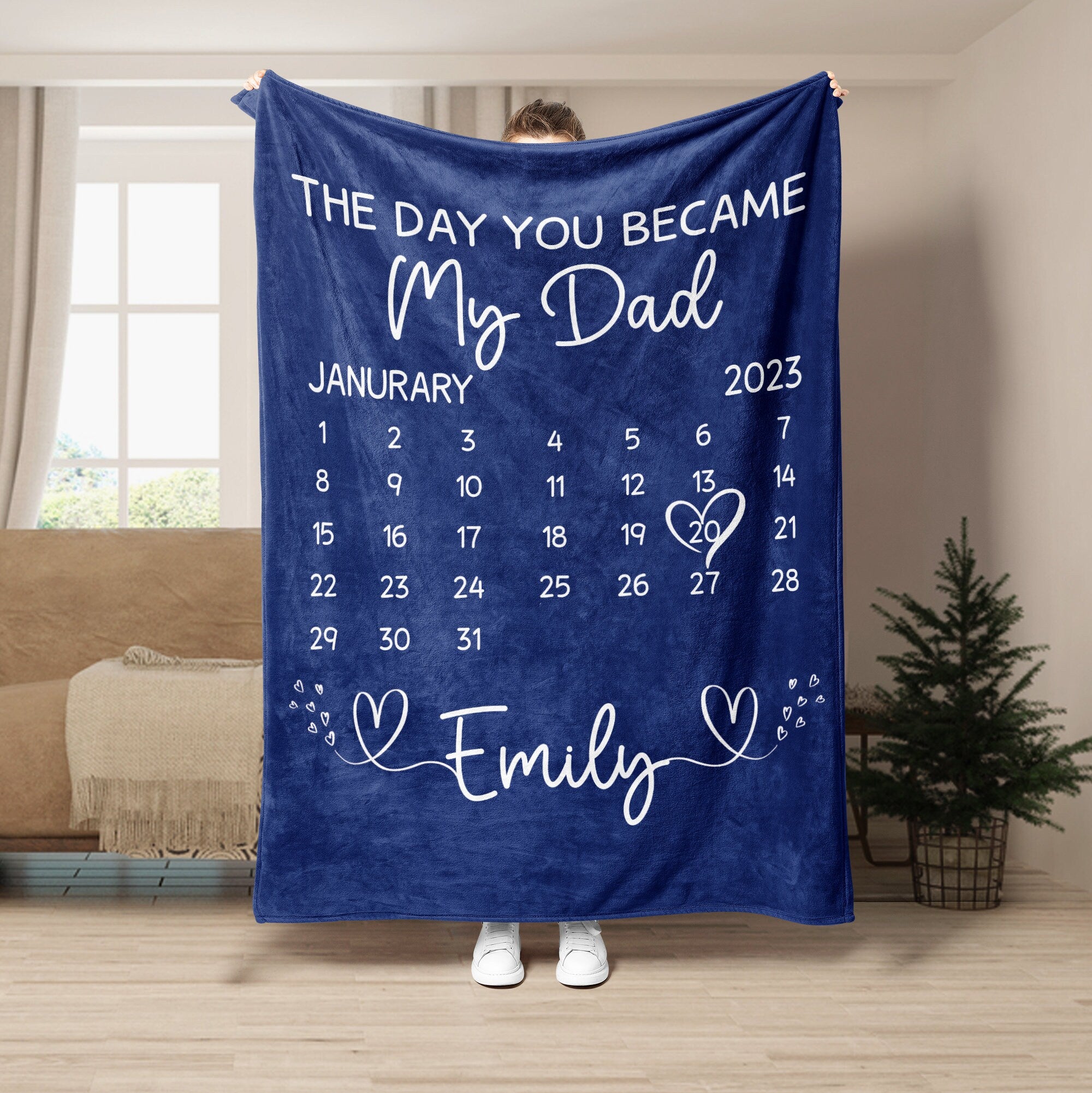 Petmytshirt Dad Blanket The Day You Became My Dad Blanket Custom Soft Cozy Sherpa Fleece Throw Blankets