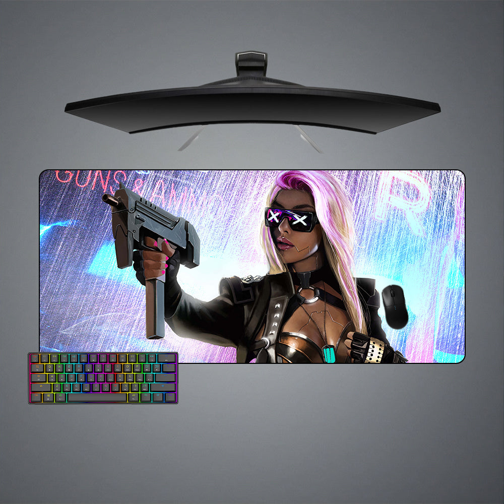 Allleftout Cyberpunk X Girl Design M-Xxl Size Gaming Mouse Pad, Computer Desk Mat