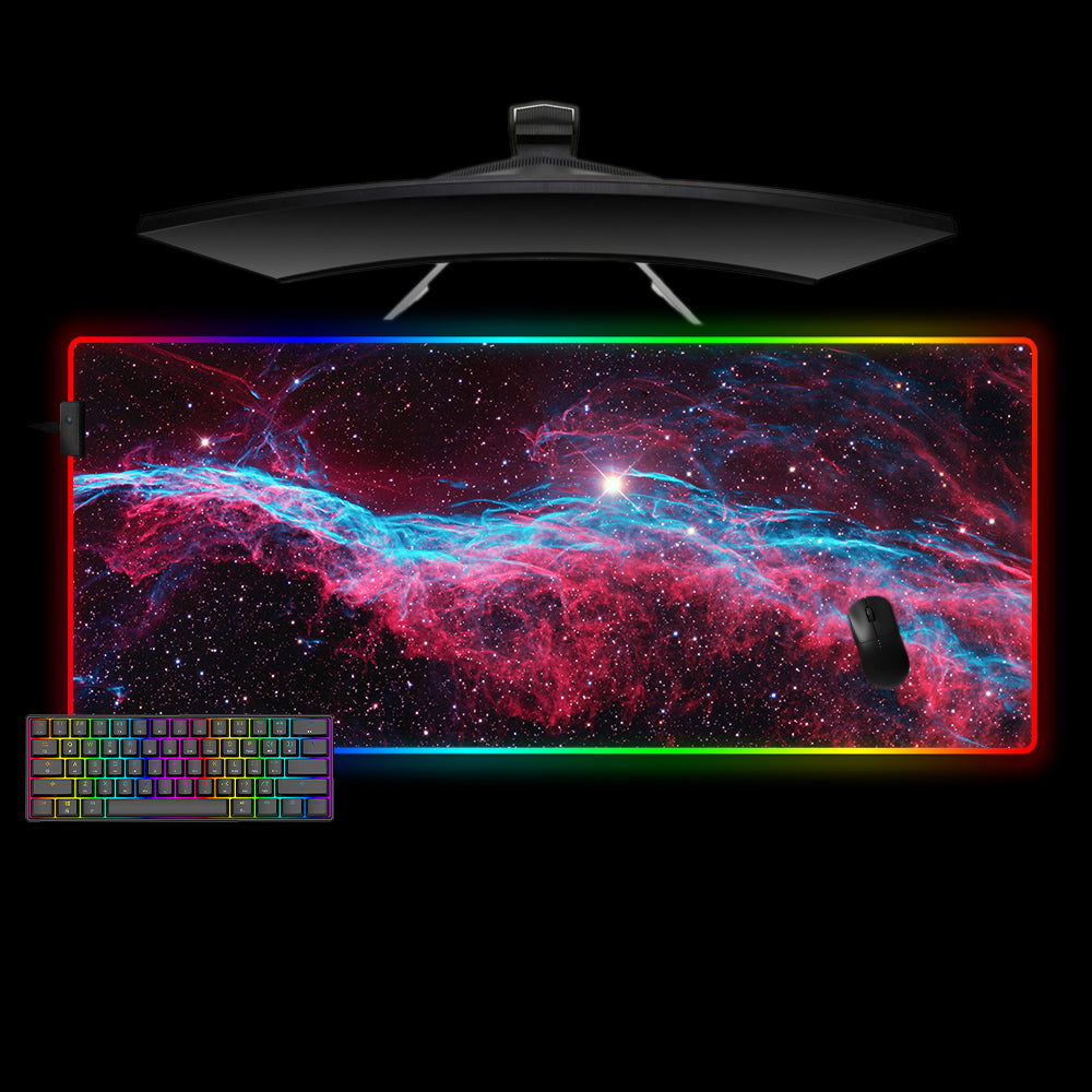 Allleftout Red And Blue Space Clouds Design M-Xxl Size Rgb Gaming Mouse Pad, Computer Desk Mat