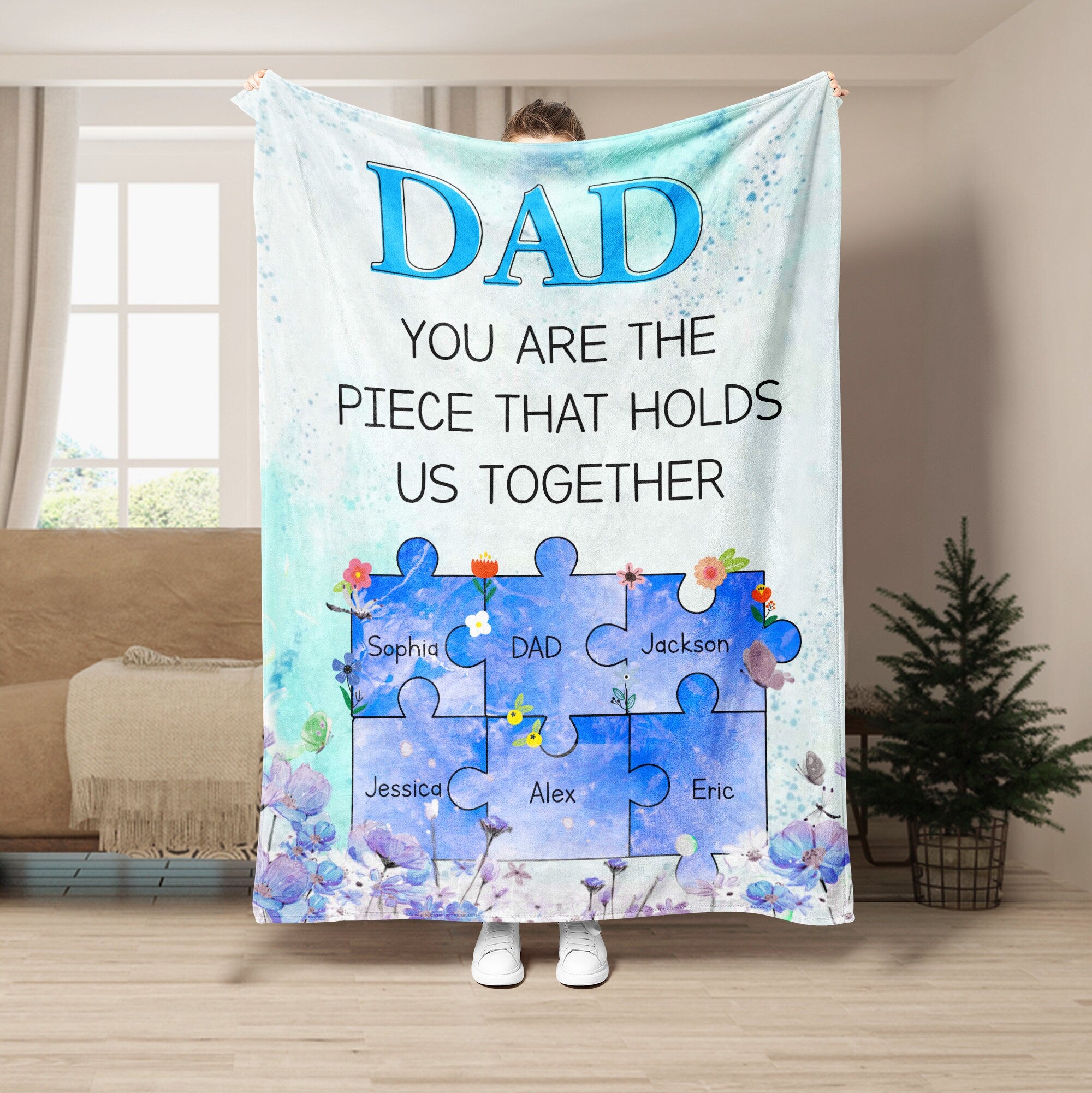 Petmytshirt Dad Blanket You Are The Piece That Holds Us Together Soft Sherpa Fleece Throw Blankets Custom