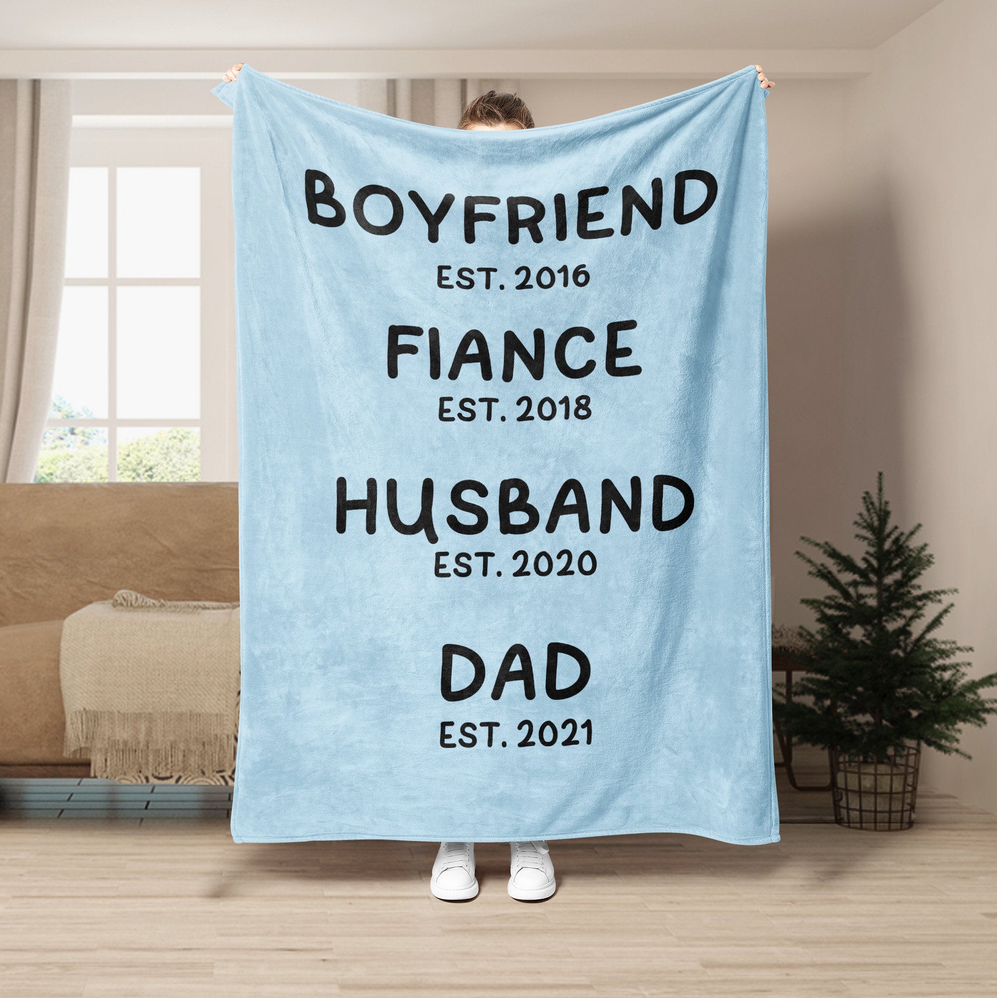 Petmytshirt First Time Dad Blanket Fiance Husband Blanket Custom Soft Cozy Sherpa Fleece Throw Blankets