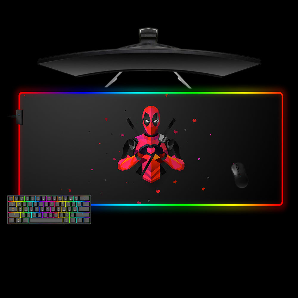 Allleftout Deadpool Love Design M-Xxl Size Rgb Gaming Mouse Pad, Computer Desk Mat