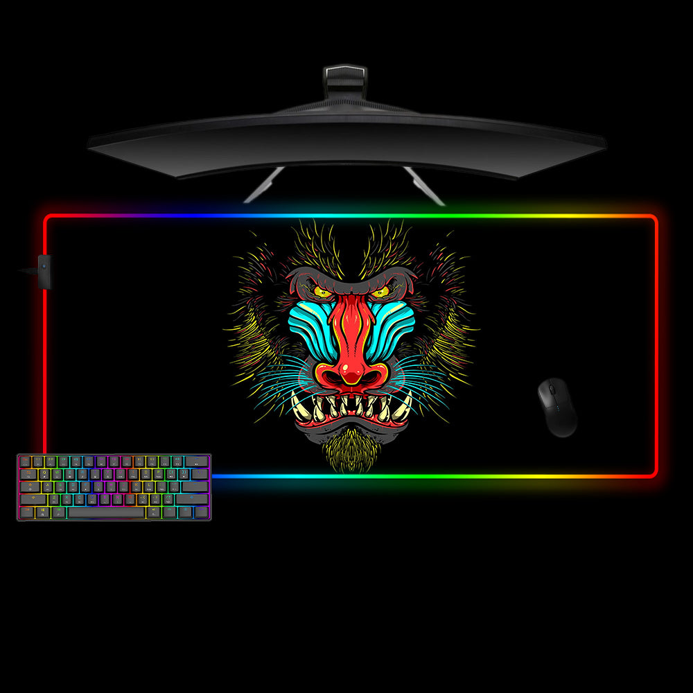 Allleftout Mandrill Ape Design M-Xxl Size Rgb Gaming Mouse Pad, Computer Desk Mat