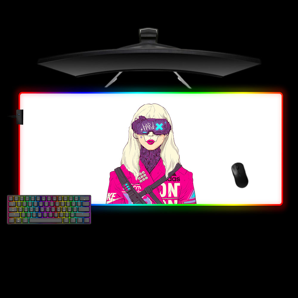 Allleftout Cyberpunk Blonde Girl Design M-Xxl Size Rgb Gaming Mouse Pad, Computer Desk Mat