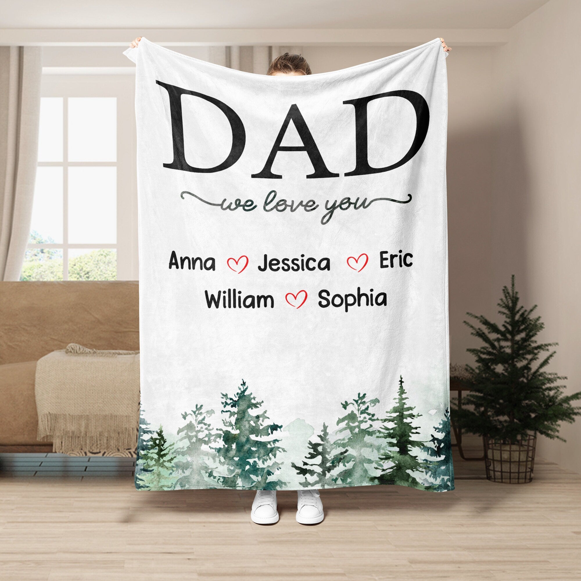 Petmytshirt Dad Blanket We Love You Cozy Sherpa Fleece Throw Blankets Blanket With Names 