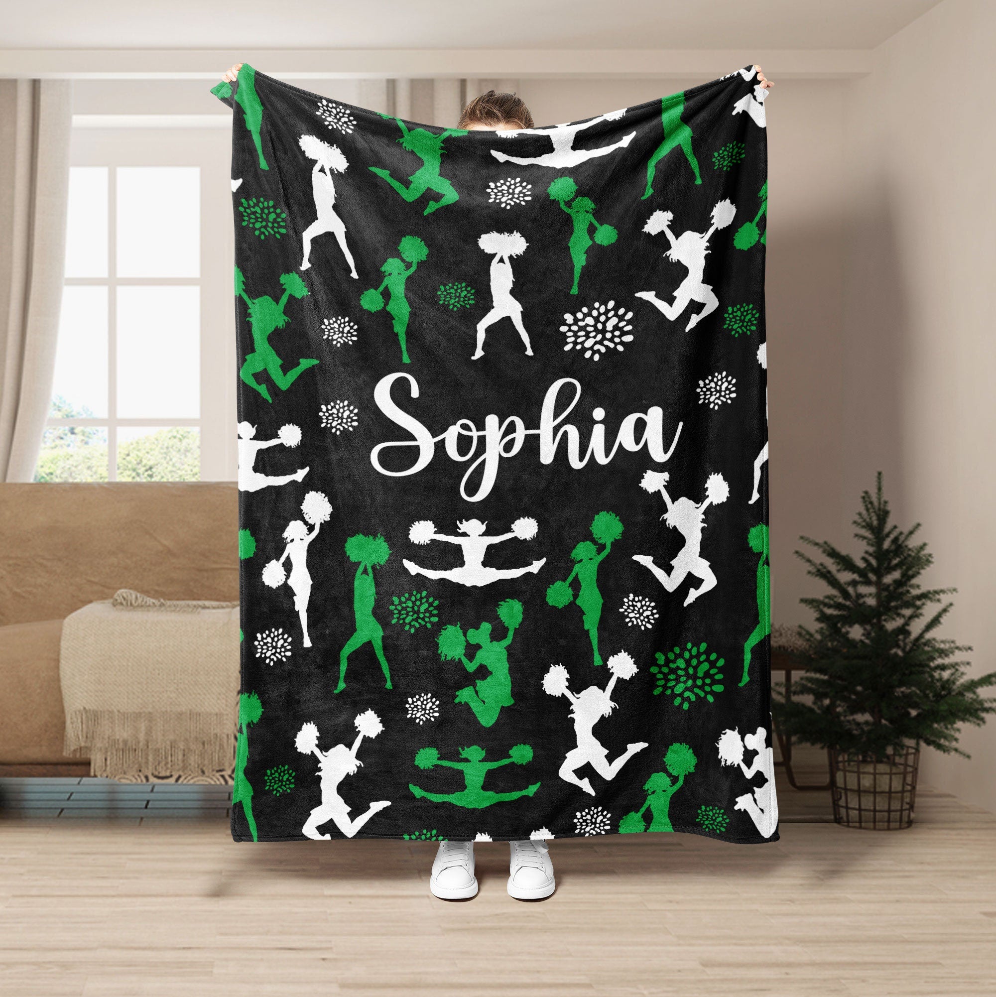 Petmytshirt Cheerleading Blanket Cheer Girl Custom Gift for Cheerleader Daughter Cheer Team