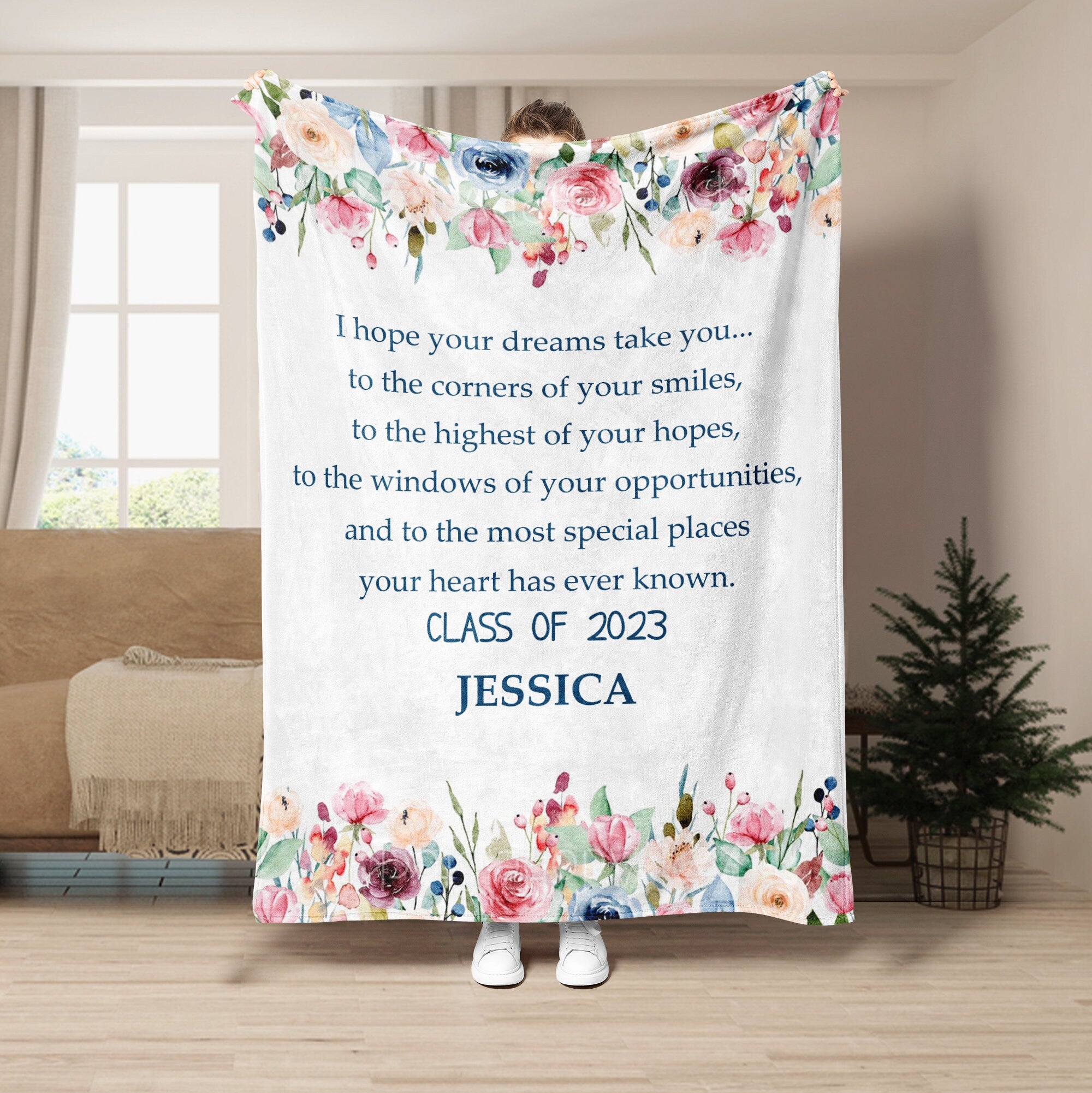 Petmytshirt Graduation Blanket School Graduation Custom College Graduation Gift for Her Daughter