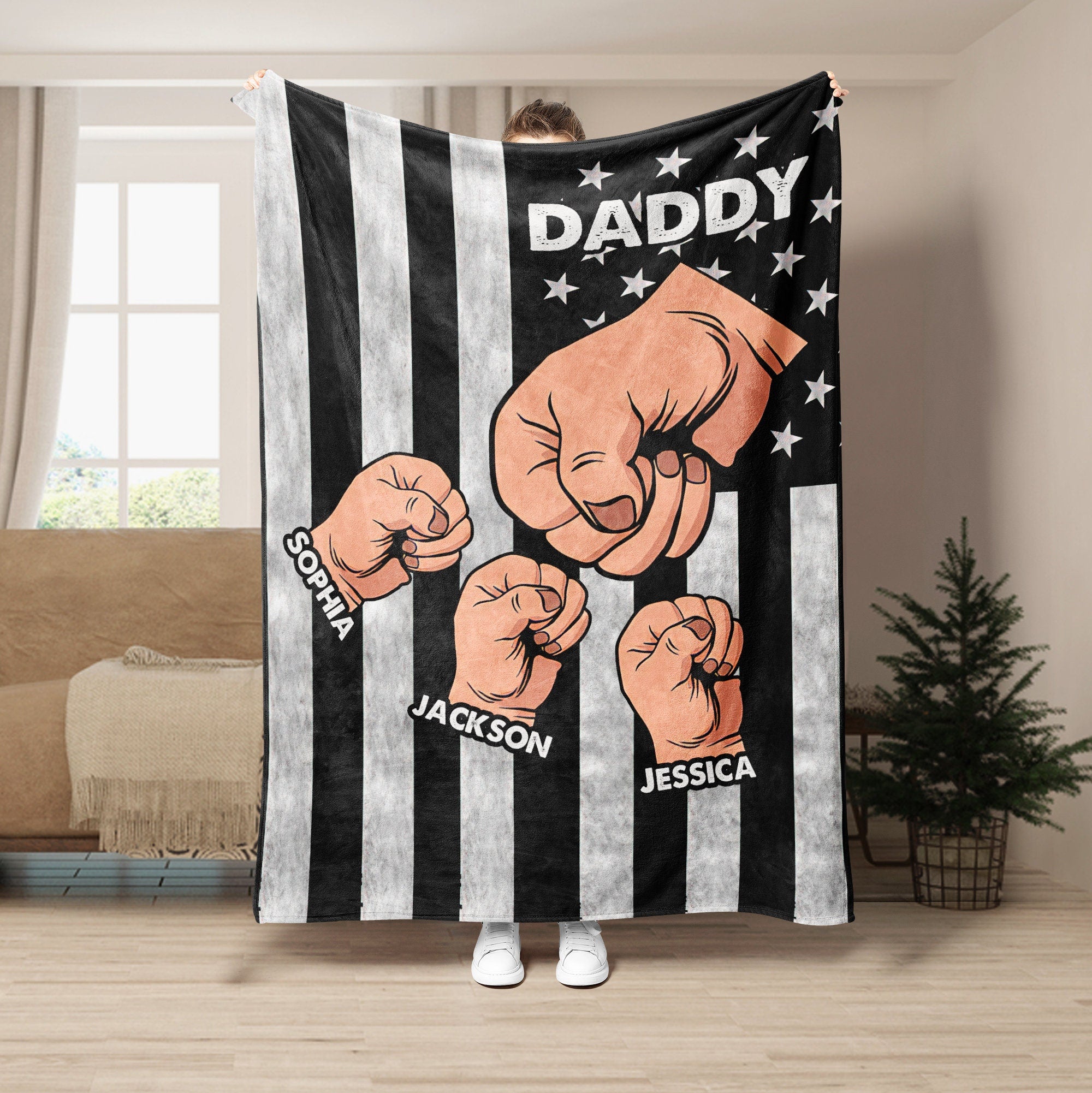 Petmytshirt Dad Blanket Dad And Child Fist Bump 