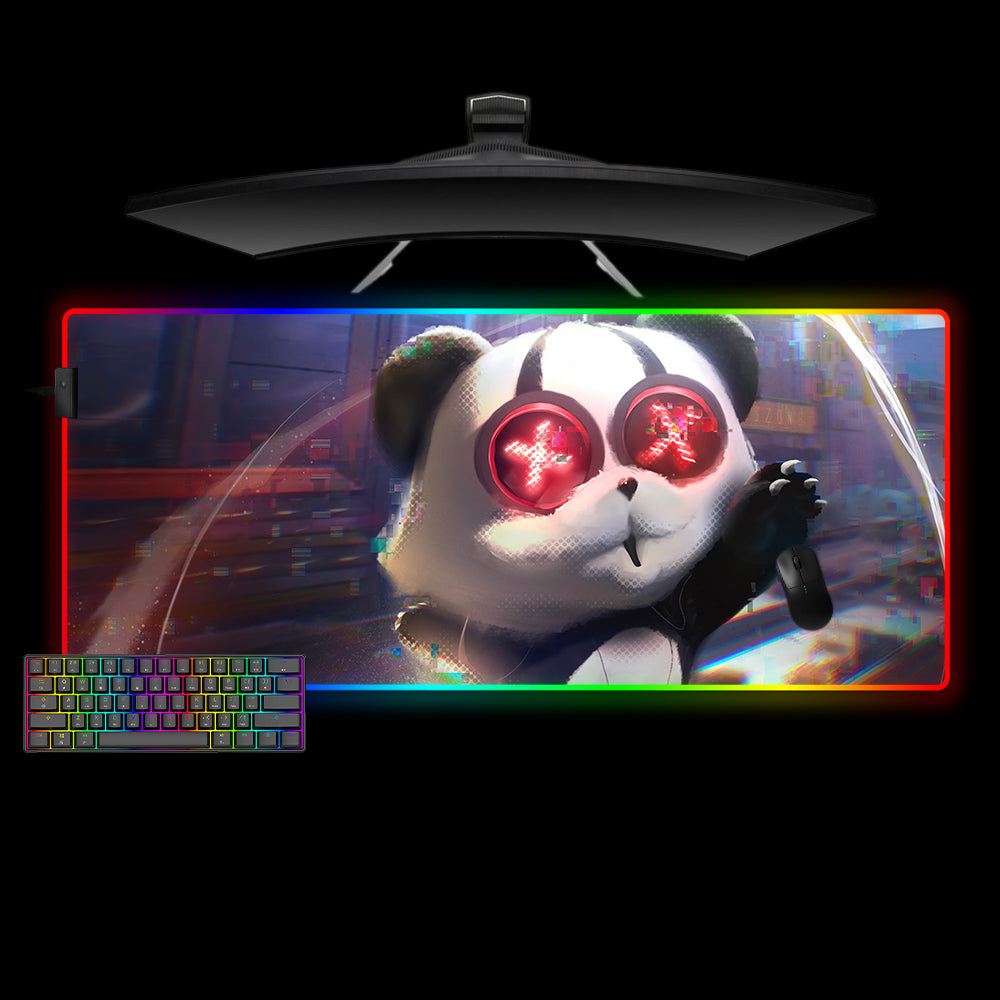 Allleftout Cyberpunk Glitchy Panda Design M-Xxl Size Rgb Gaming Mouse Pad, Computer Desk Mat
