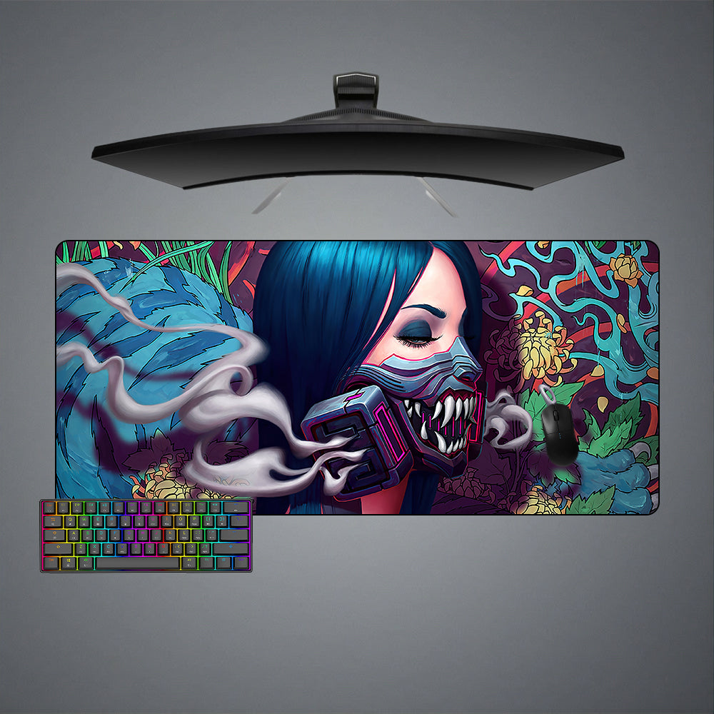 Allleftout Cyberpunk Masked Girl Design M-Xxl Size Gaming Mouse Pad, Computer Desk Mat