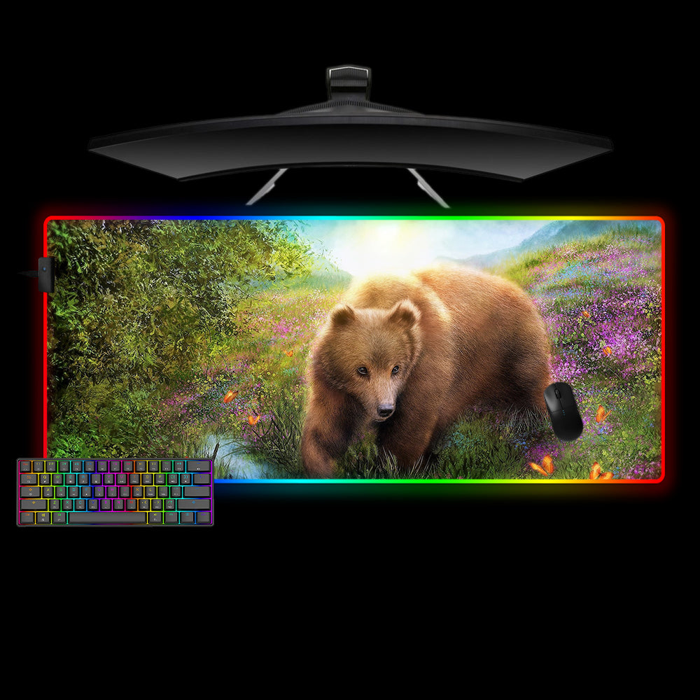Allleftout Brown Bear Nature Design M-Xxl Size Rgb Gaming Mouse Pad, Computer Desk Mat