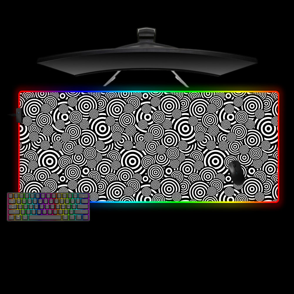 Allleftout Hypno Circles Design M-Xxl Size Rgb Gaming Mouse Pad, Computer Desk Mat