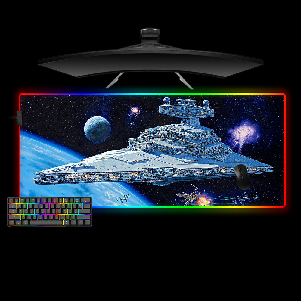 Allleftout Star Wars Star Destroyer Design M-Xxl Size Rgb Gaming Mouse Pad, Computer Desk Mat
