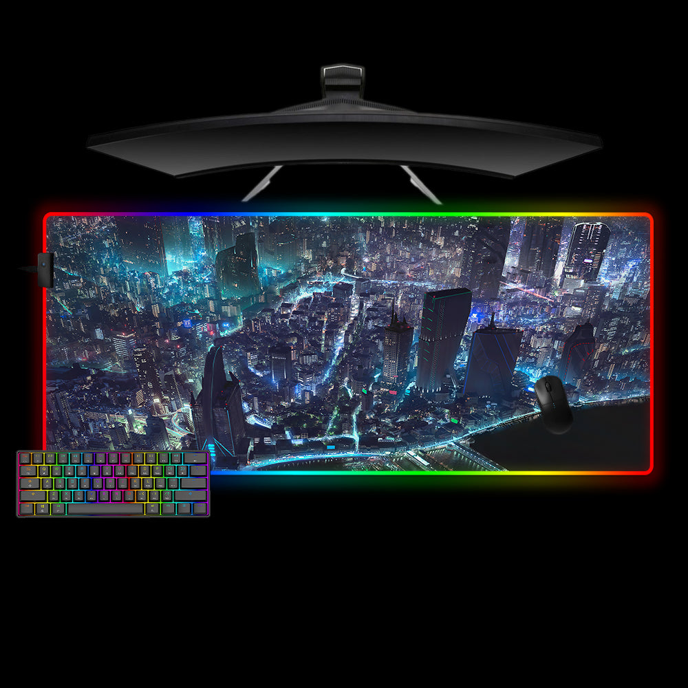 Allleftout Cyberpunk City Design M-Xxl Size Rgb Gaming Mouse Pad, Computer Desk Mat