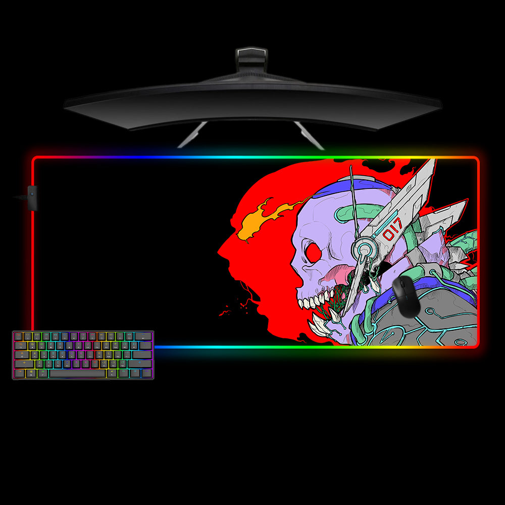 Allleftout Cyberpunk Anger Skull Design M-Xxl Size Rgb Gaming Mouse Pad, Computer Desk Mat