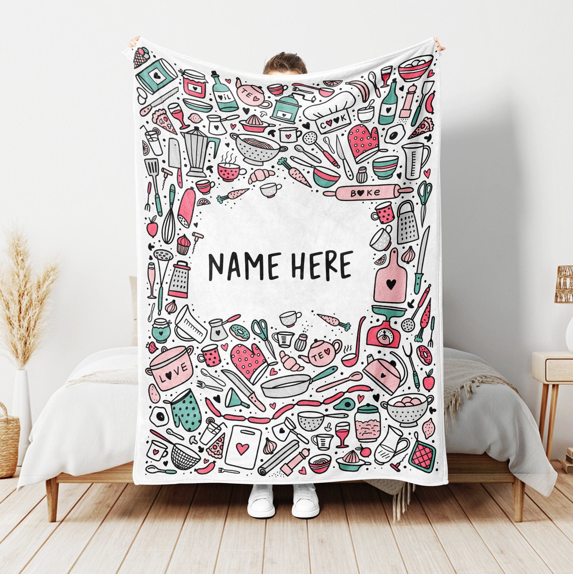 Petmytshirt Baking Blanket Custom Name Gift For Cooking Lover Baking Lover Mom Daughter Girl