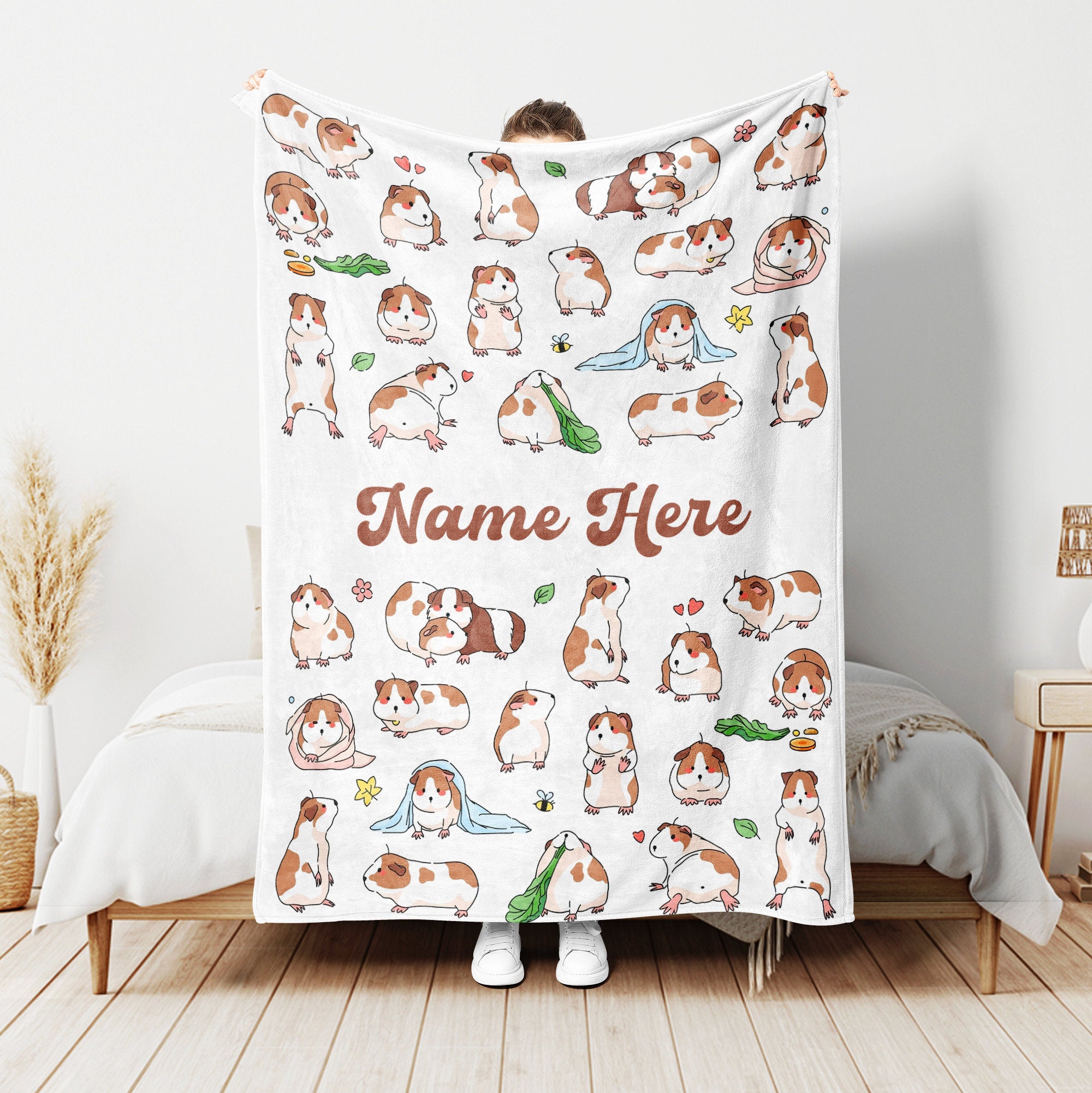 Petmytshirt Guinea Pig Blanket Custom Name Gift For Guinea Pig Girl Daughter Kid