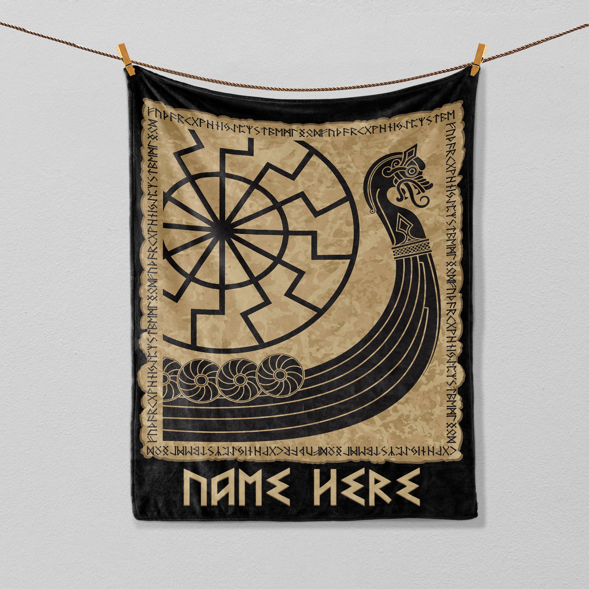 Petmytshirt Viking Blanket Viking Ships Blanket Custom Name Floral Gift for Dad Husband Son
