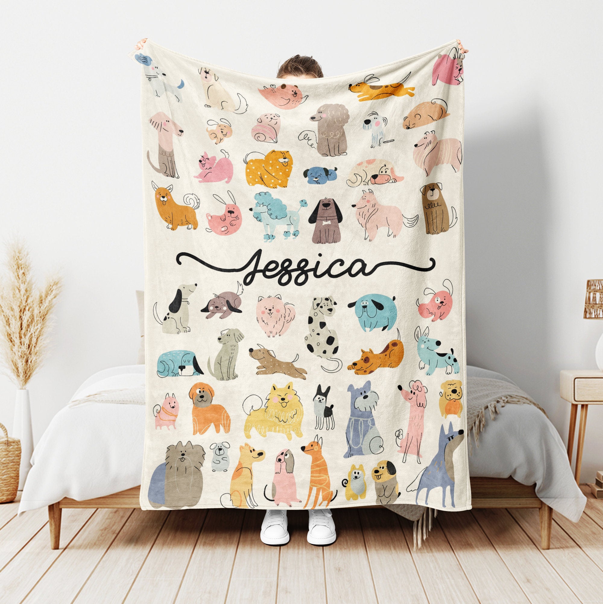 Petmytshirt Dog Blanket Cute Dogs Blanket Custom Name Gift For Dog Lover Dog Mom Dog Dad