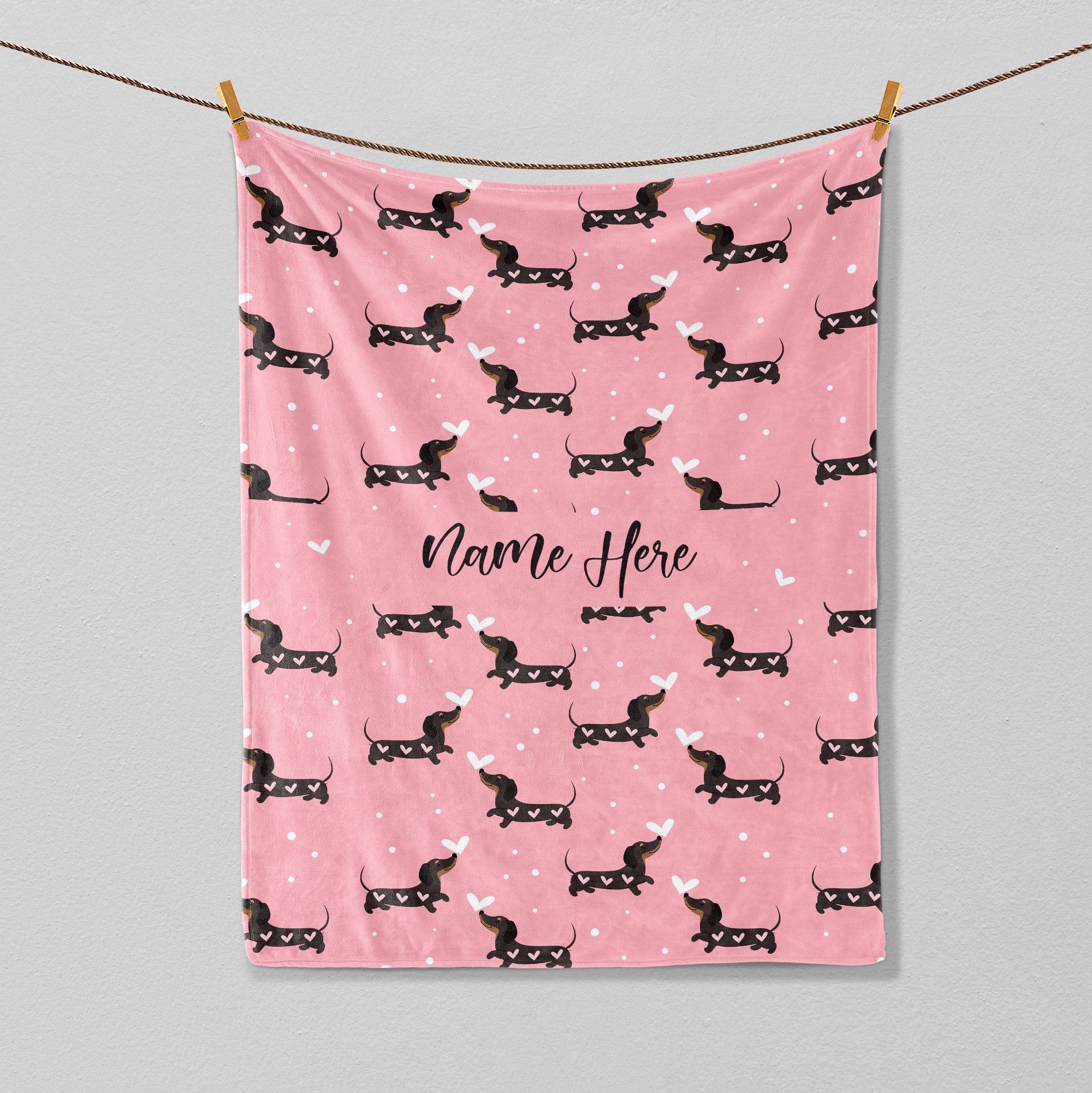 Petmytshirt Dachshund Blanket Doxie Dog Blanket Custom Name Gift for Dog Lover Dog Mom Dog Dad