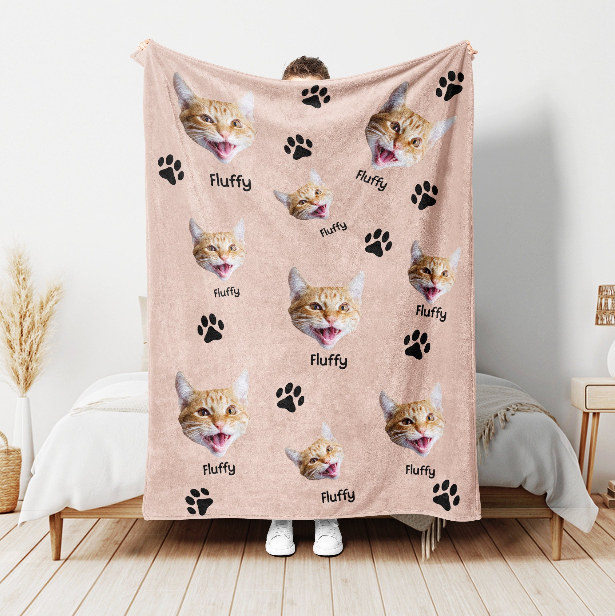 Petmytshirt Cat Blanket Cat Photo Blanket Custom Pet Photo Soft Cozy Sherpa Fleece Throw Blankets