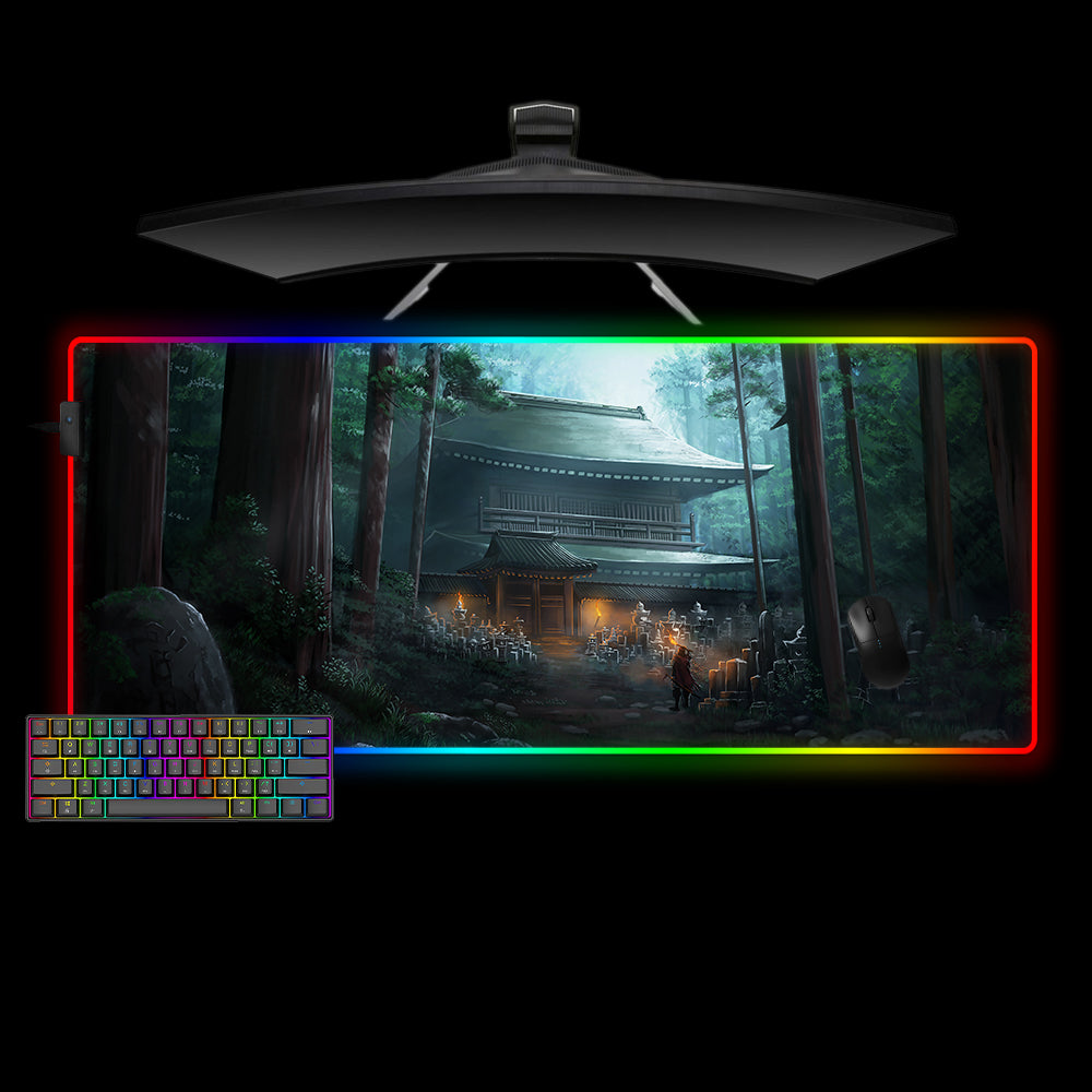 Allleftout Pagoda Design M-Xxl Size Rgb Gaming Mouse Pad, Computer Desk Mat