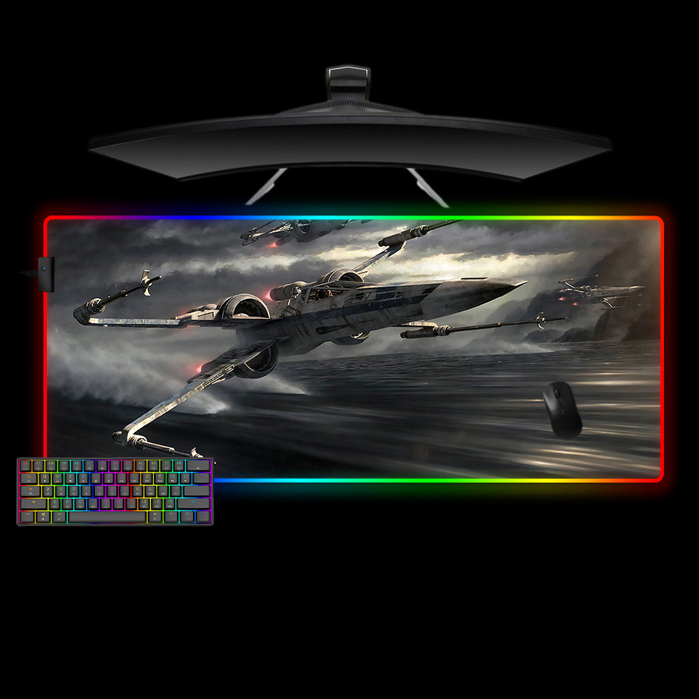 Allleftout Star Wars X-Wing Design M-Xxl Size Rgb Gaming Mouse Pad, Computer Desk Mat