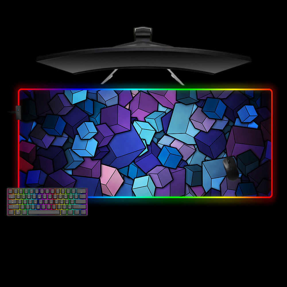 Allleftout Cubes Design M-Xxl Size Rgb Gaming Mouse Pad, Computer Desk Mat
