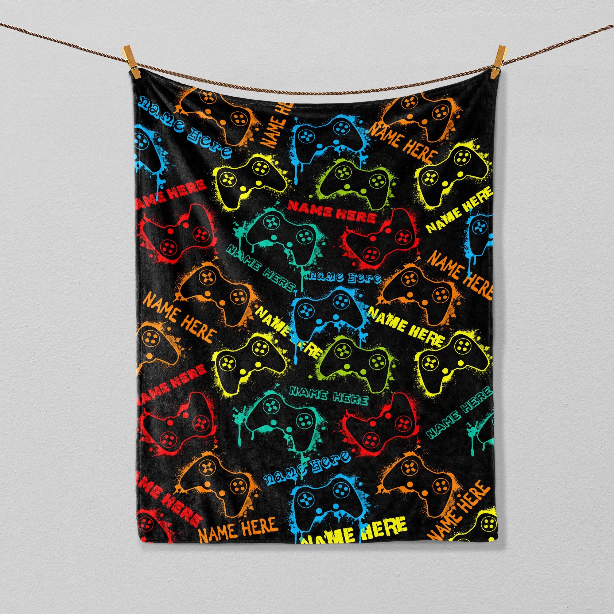 Petmytshirt Gamer Blanket Custom Name Gift For Dad Husband Boyfriend Son Kid