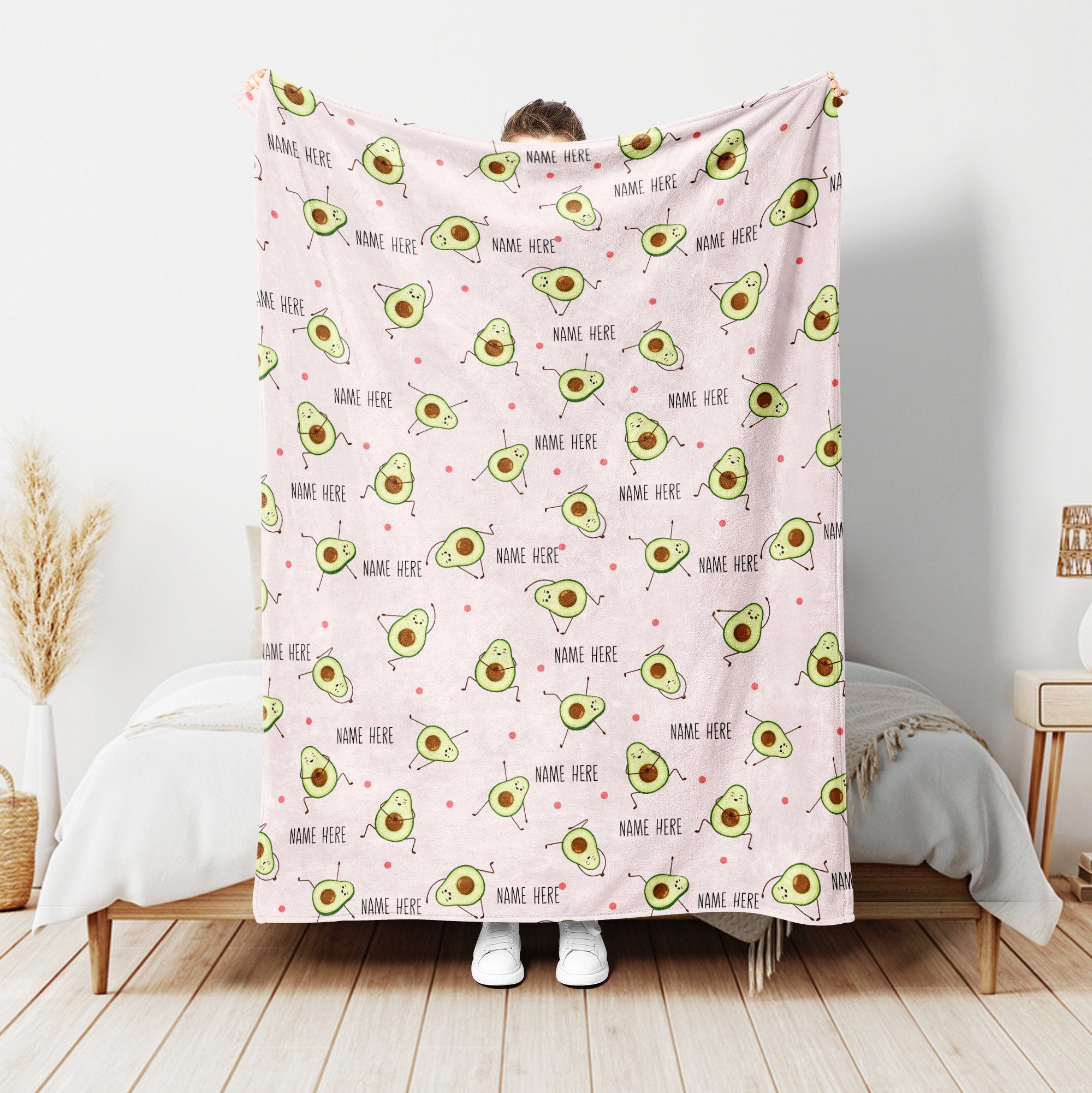 Petmytshirt Avocado Blanket Funny Avocado Yoga Blanket Custom Name Gift For Daughter Girl