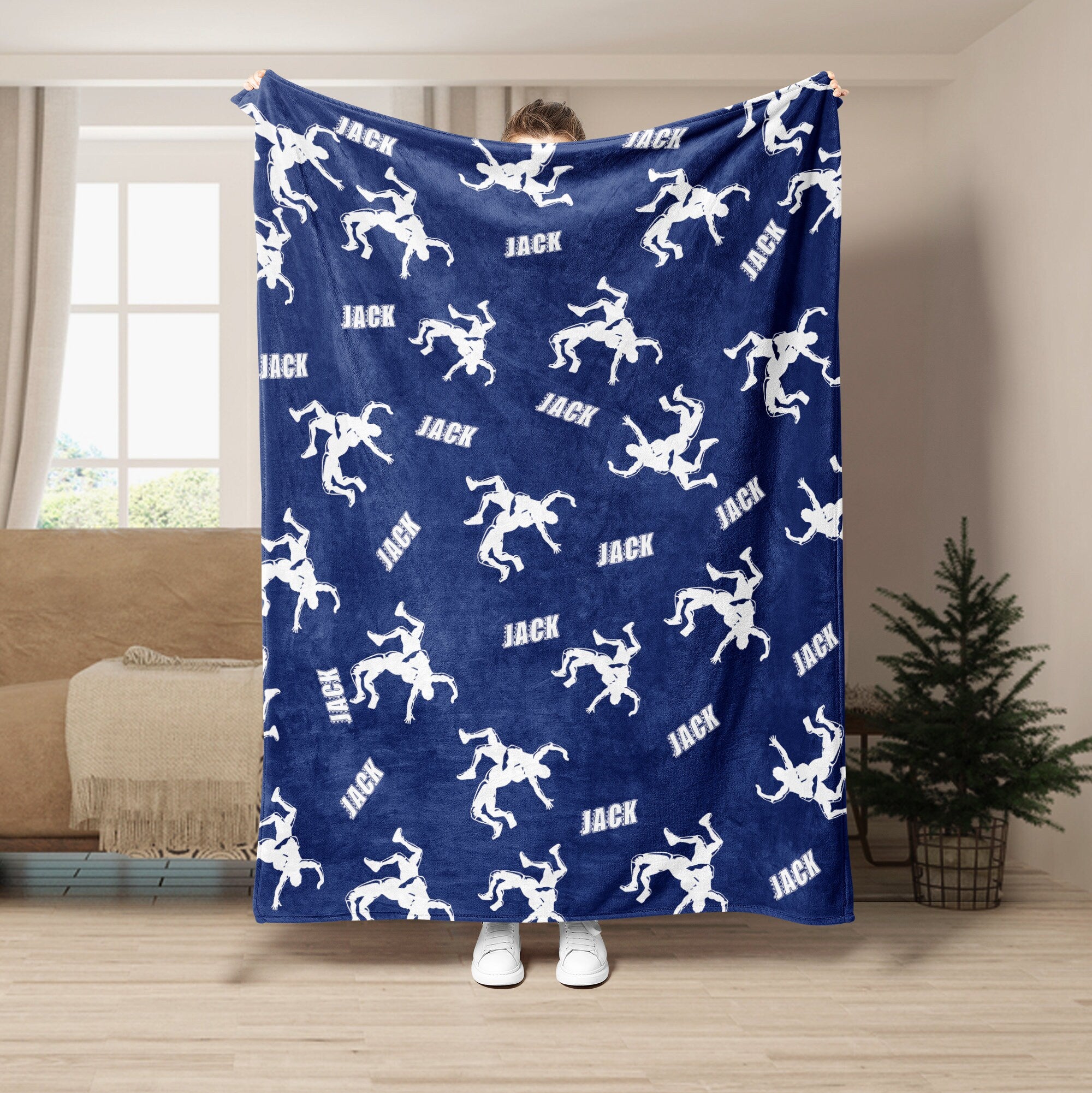 Petmytshirt Wrestling Blanket Custom Wrestling Gift for Wrestler Dad Husband Boyfriend Son