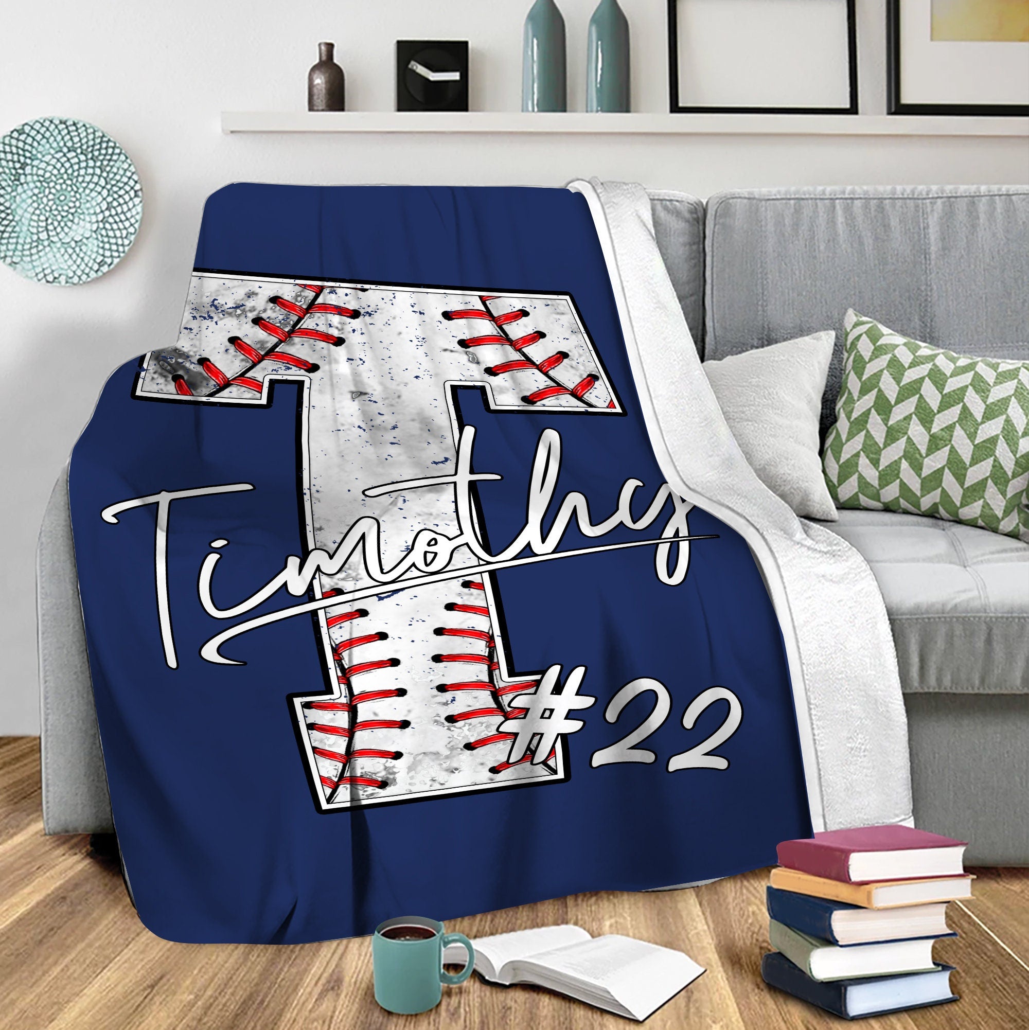 Petmytshirt Baseball Blanket Baseball Player Blanket Custom Name Number Gift for Son Dad Team