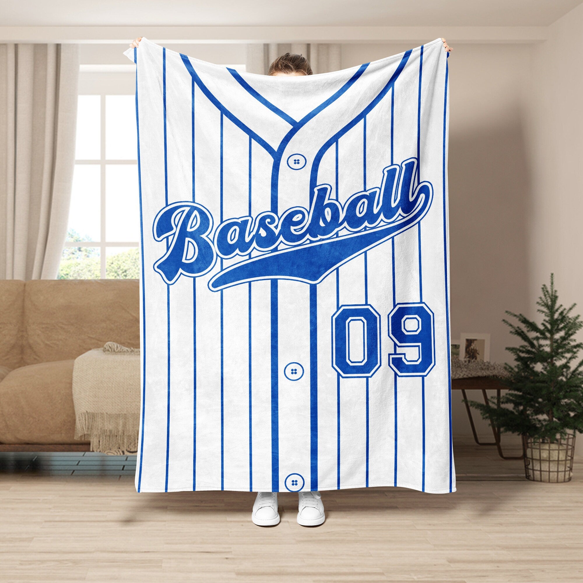 Petmytshirt Baseball Blanket Custom Name Number Baseball Gift for Dad Husband Boyfriend Son
