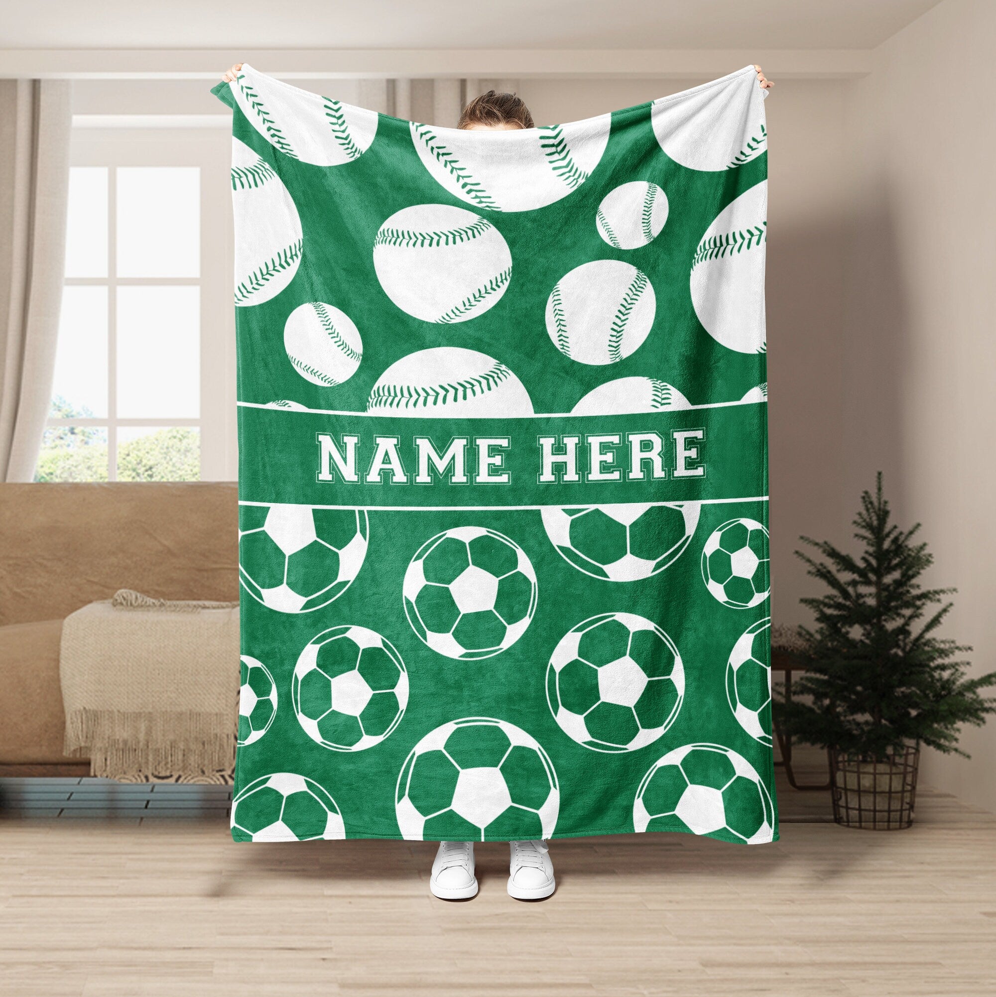 Petmytshirt Sport Blanket Sports Blanket Custom Name Sports Gift for Daughter Son Kid Team