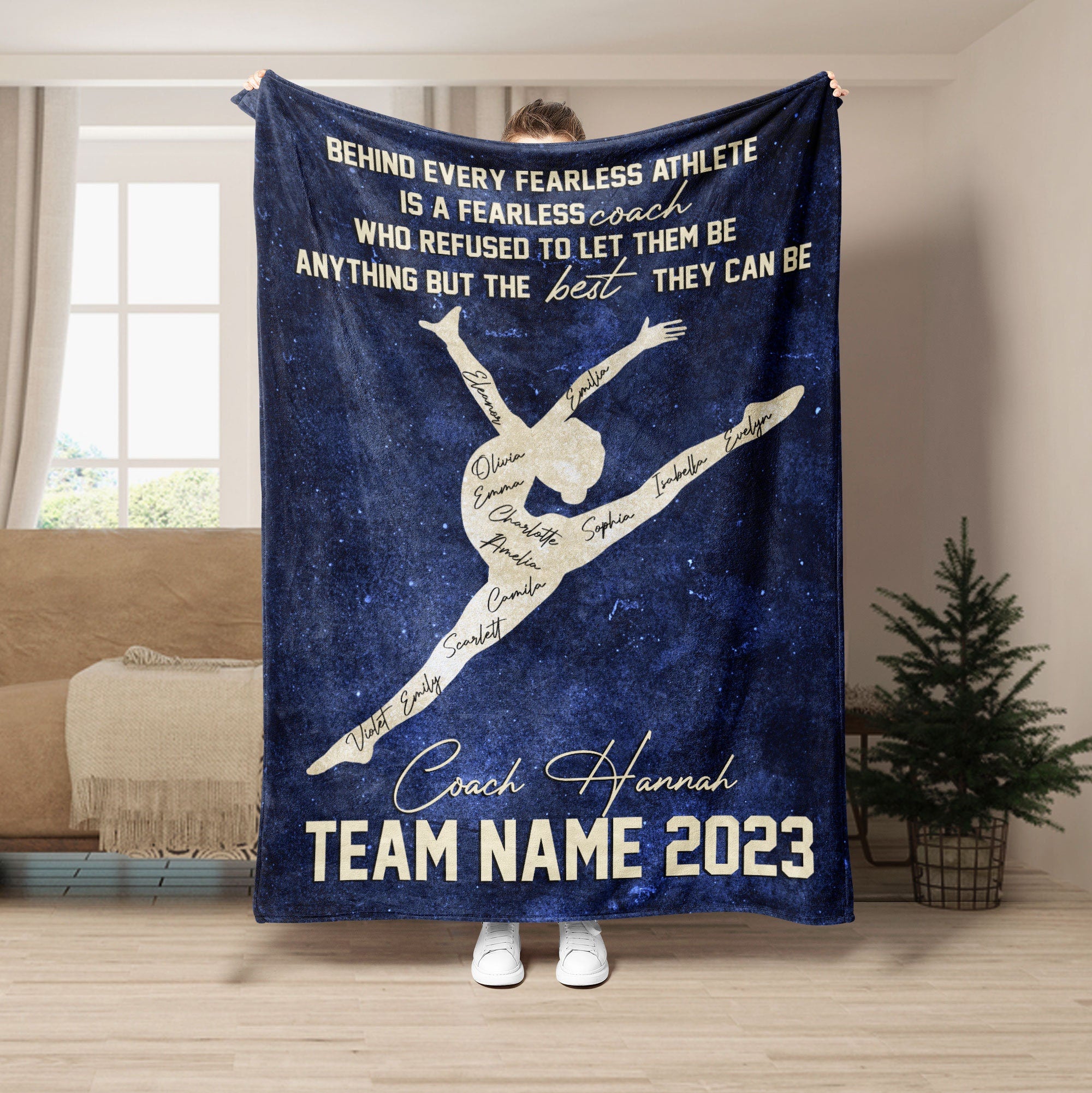 Petmytshirt Gymnastics Blanket Gymnastics Coach Blanket Custom Name Appreciation Gift for Coach